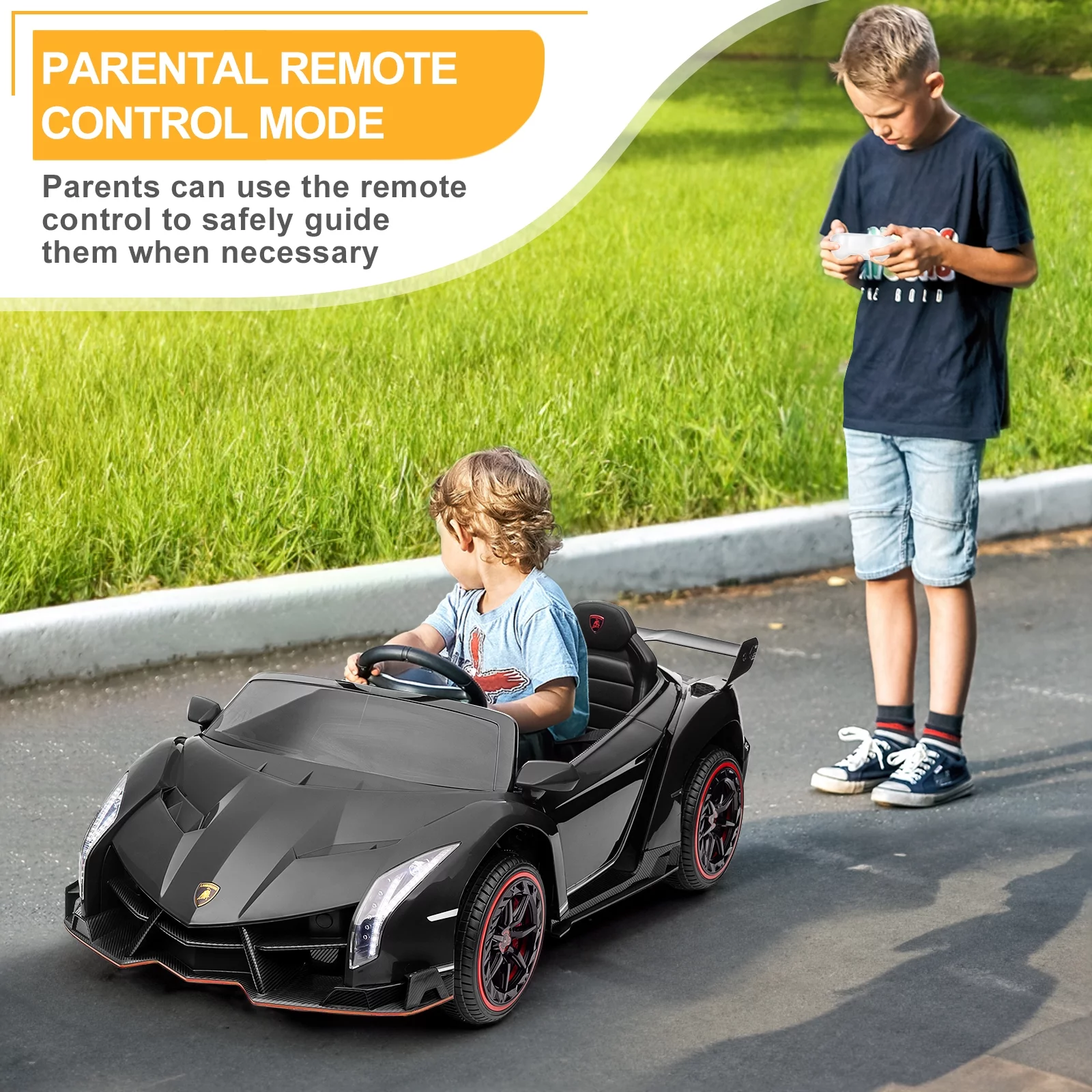 UBesGoo Electric Ride On Car 12V Licensed Lamborghini for Kids Girl, Parent Control, LED Headlights - Pink - Womvr