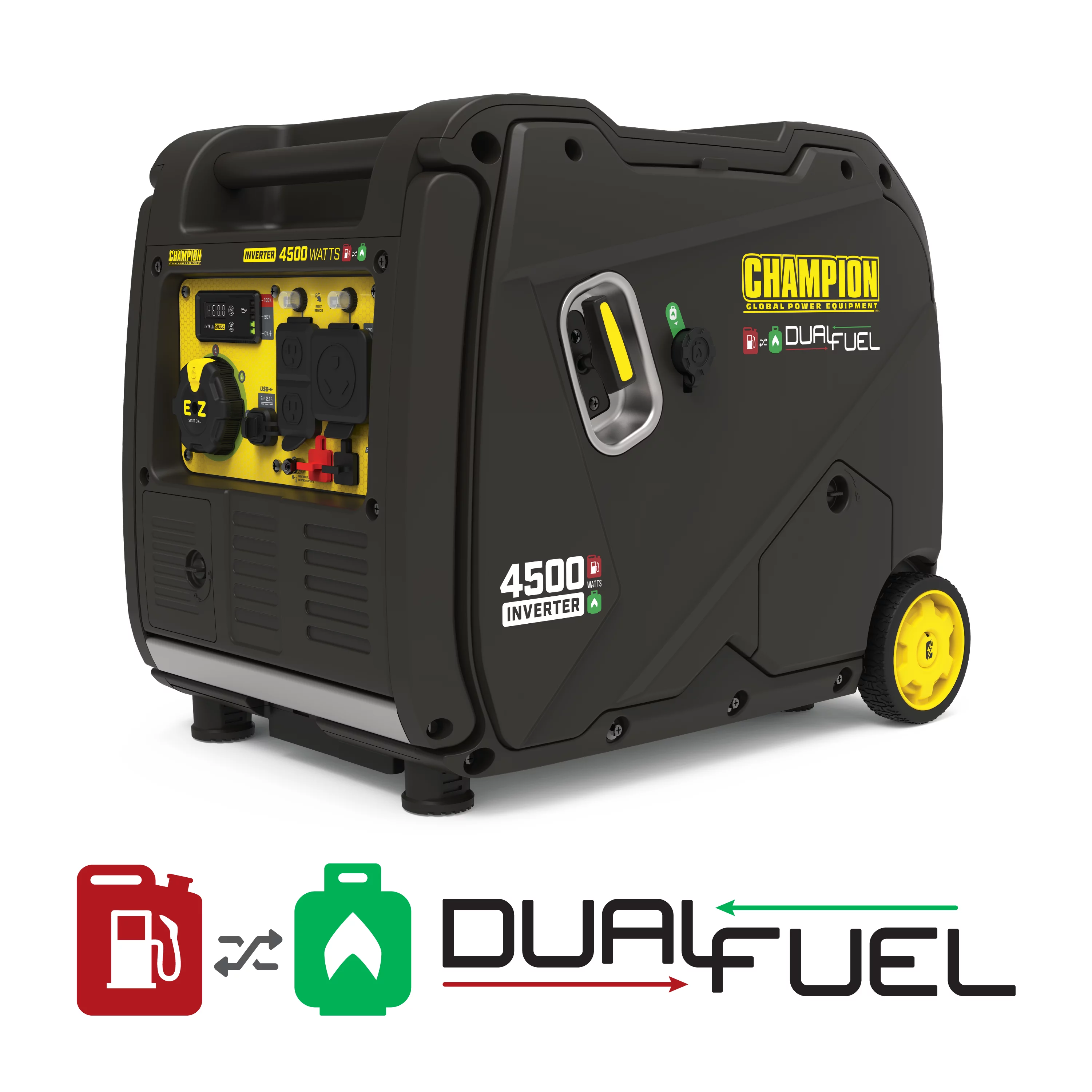 Champion 4500-Watt Portable Dual Fuel Inverter Generator with Quiet Technology, Electric Start - Womvr