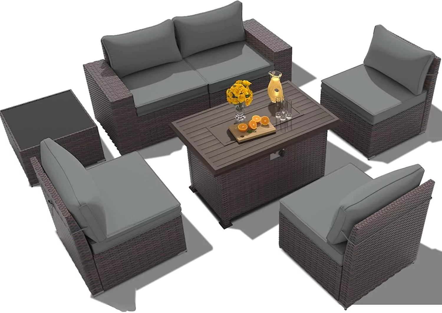 Gotland 13 Pieces Outdoor Patio Rattan Wicker Furniture Set with 43