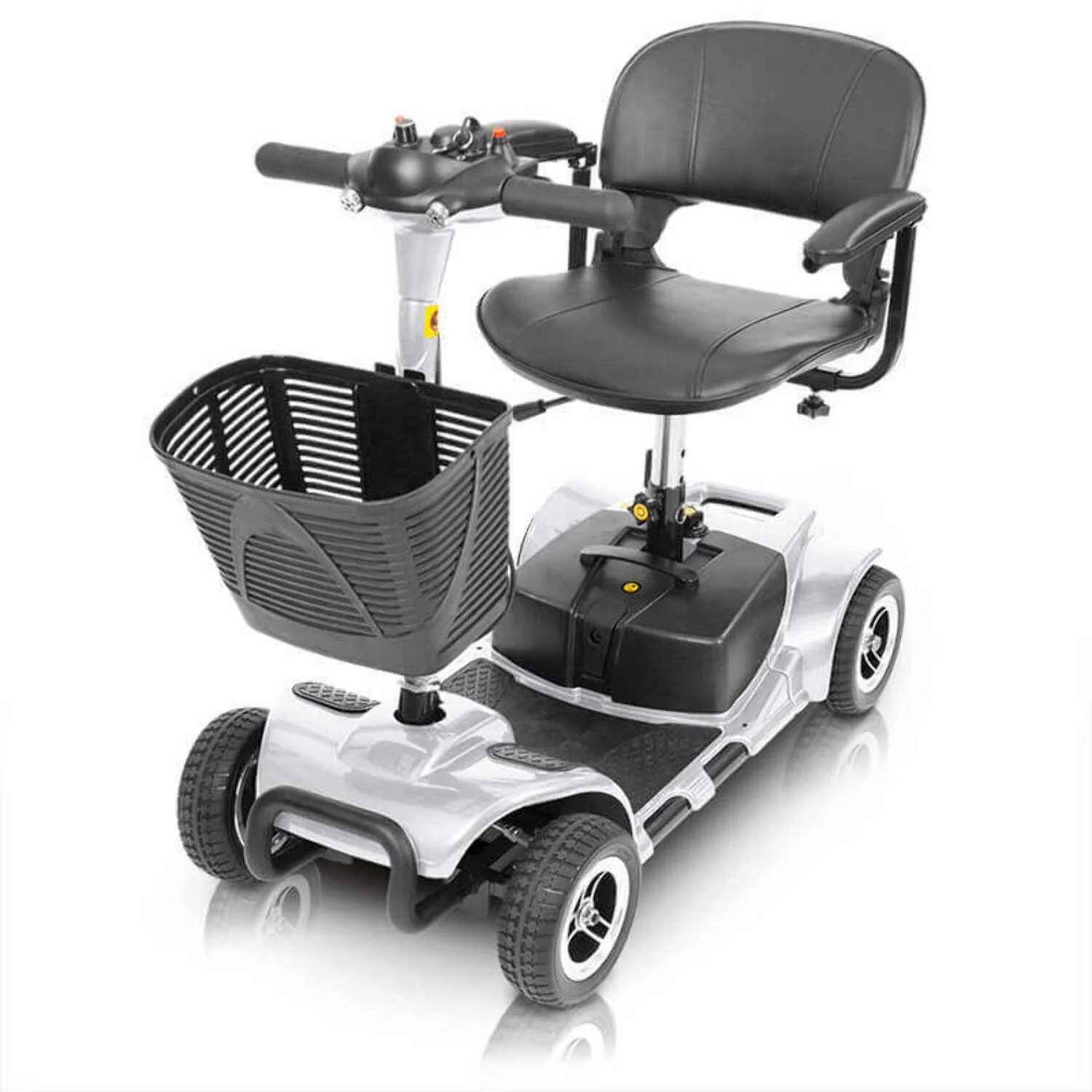 Vive 4 Wheel Battery Powered Mobility Scooter - Electric Transport Chair- Compact Heavy Duty Mobile for Travel, Adults, Elderly with Basket and Charger Included - Womvr