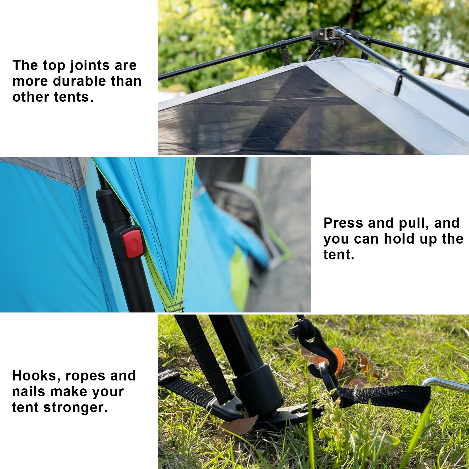 EVER ADVANCED 6 Person Blackout Camping Tent, Instant Family Cabin Tents with Rainfly, 60s Quick Setup, Water-Resistant, Blue - Womvr