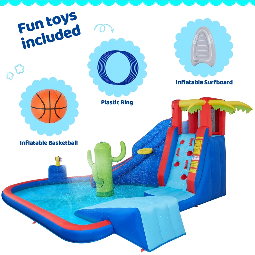 SmileMart 15.2′L x 13.4′W x 7.5′H Inflatable Water Slide with Storage Bag & 520 W Blower for Kids - Womvr