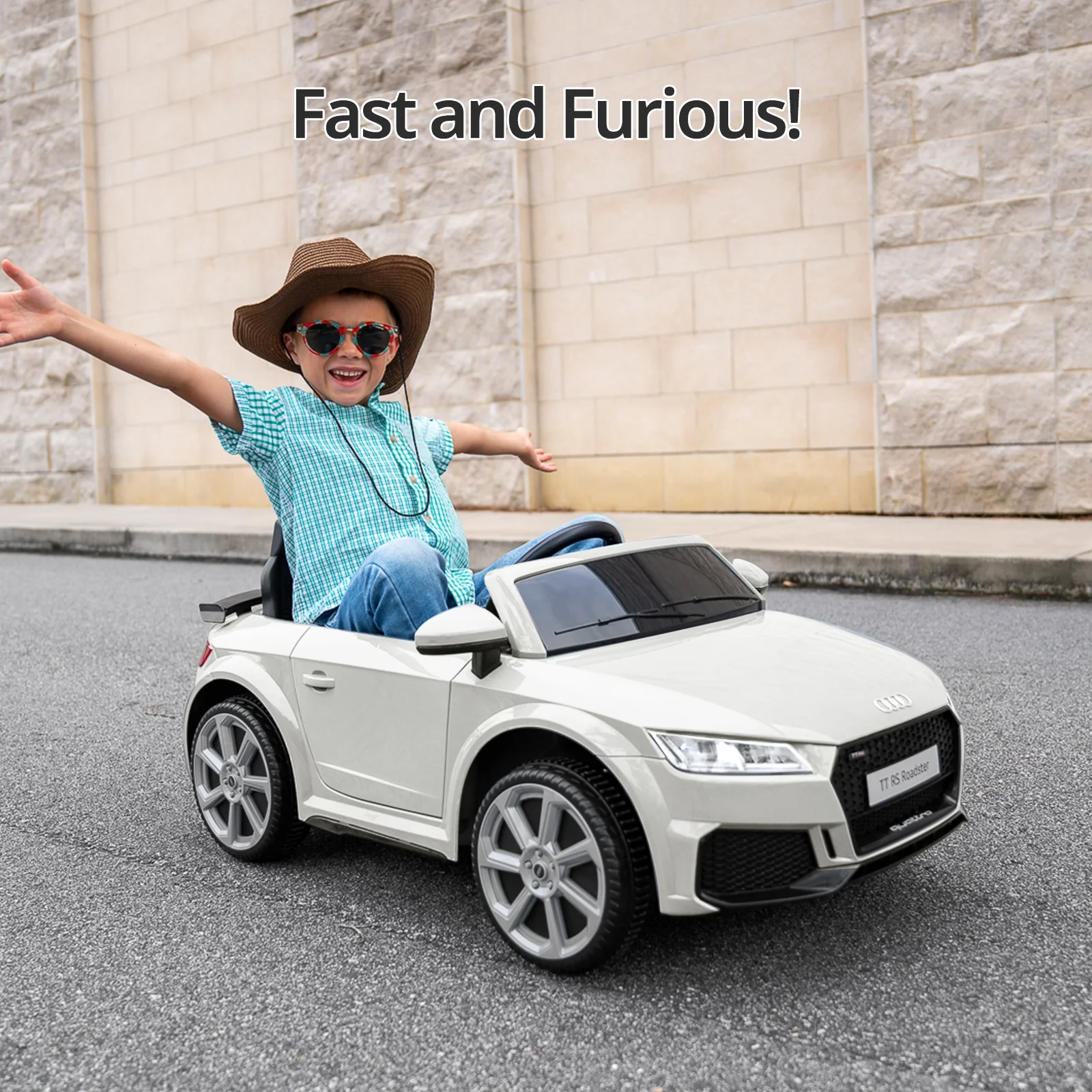 Hikiddo Electric Ride on Car for Kids, Licensed Audi 12V 7Ah Kids Ride-on Toy for Toddlers 2-5 Girl with Remote, Bluetooth - Pink - Womvr