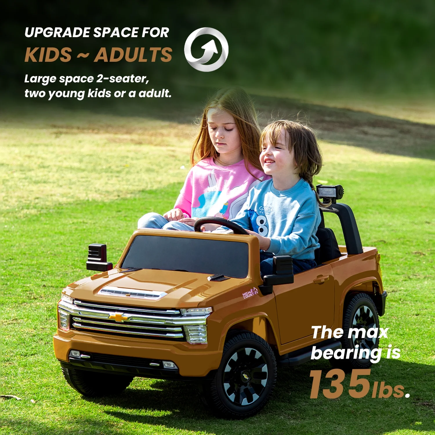 Track 7 24V Ride on Car, Licensed Silverado HD 2 Seater Electric Car for Boys Girls Age 3+, 24V Ride on Truck w/Remote Control, Music, ABC, Pink - Womvr