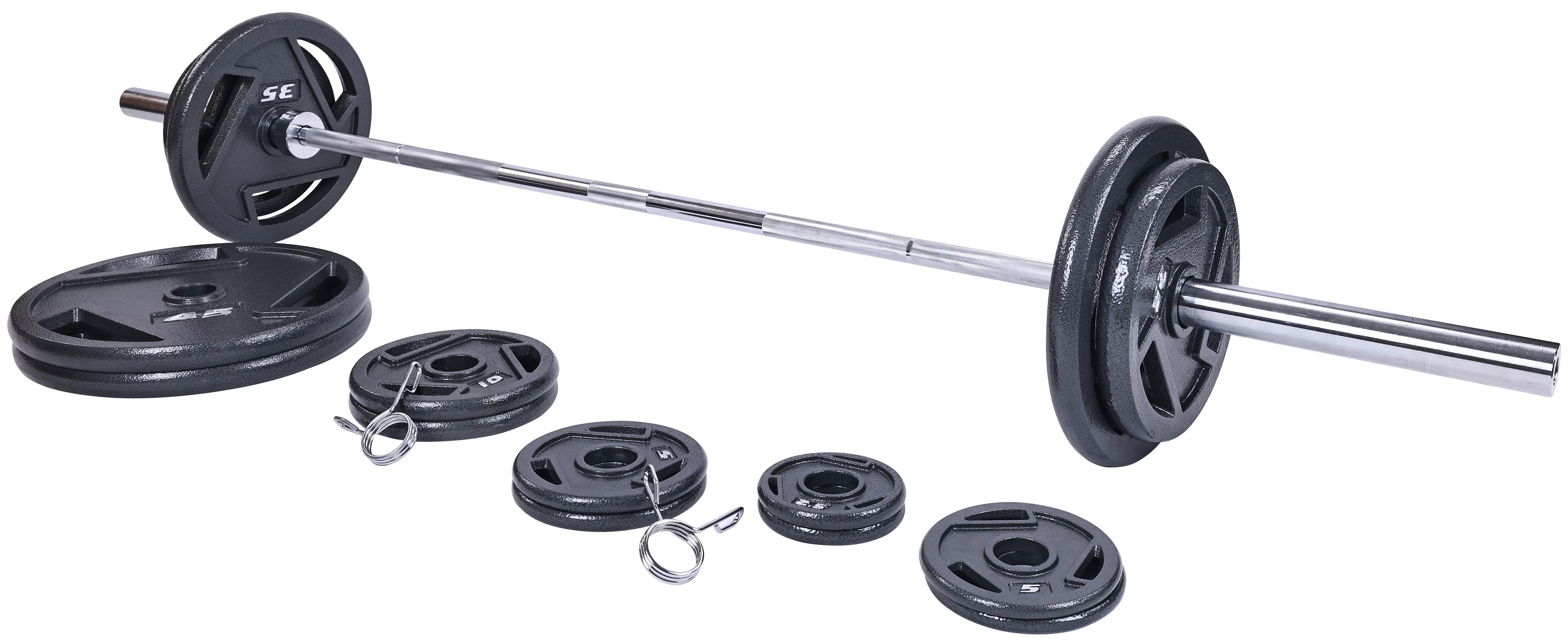 BalanceFrom Cast Iron Olympic Weight Including 7FT Olympic Barbell and Clips, 300-Pound Set (255 Pounds Plates + 45 Pounds Barbell), Multiple Packages - Womvr