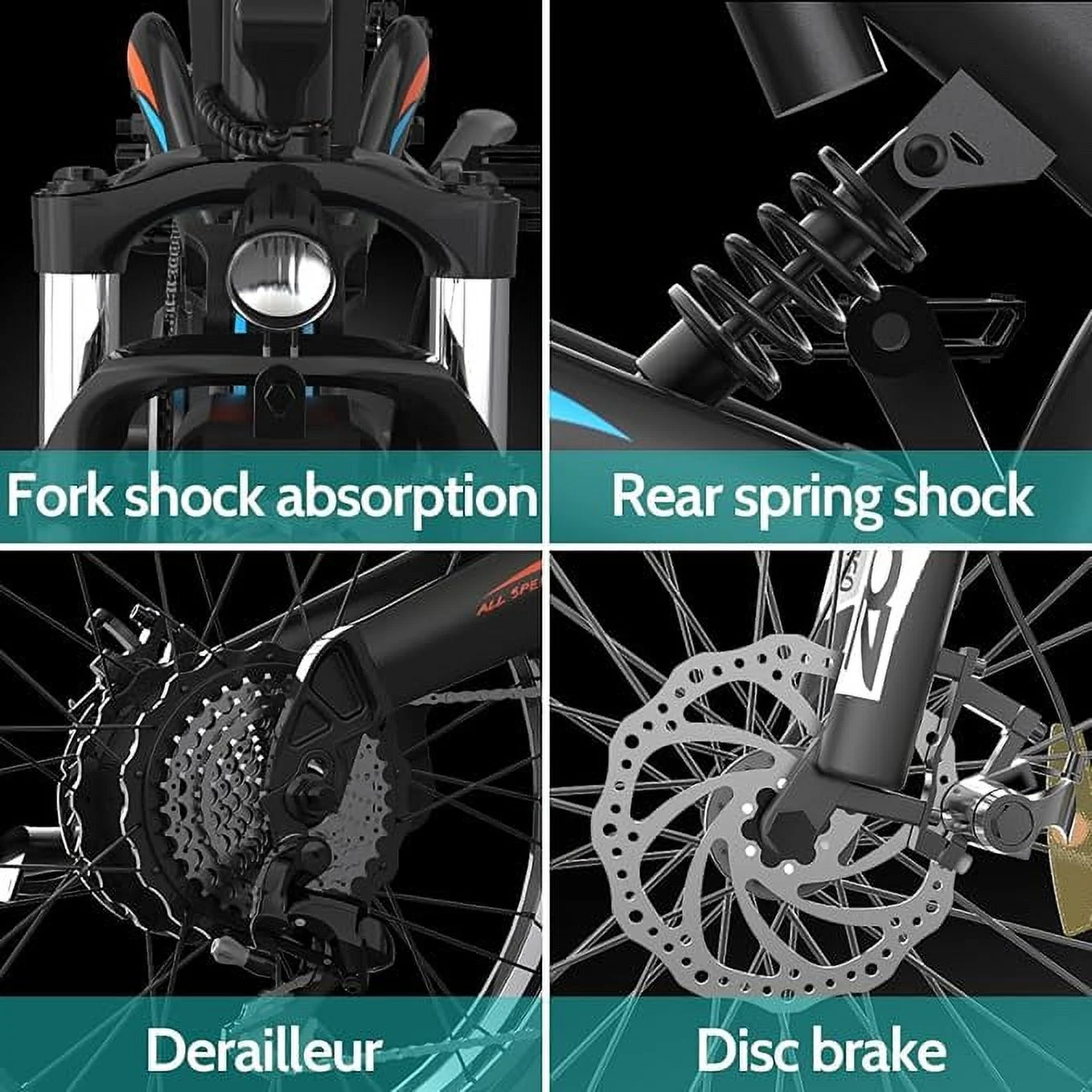 Aostirmotor Electric Mountain Bike 750W 48V15Ah Removable Lithium Battery, Fat Tire Ebike 26x4.0 inch Electric Bike for Adults - Womvr