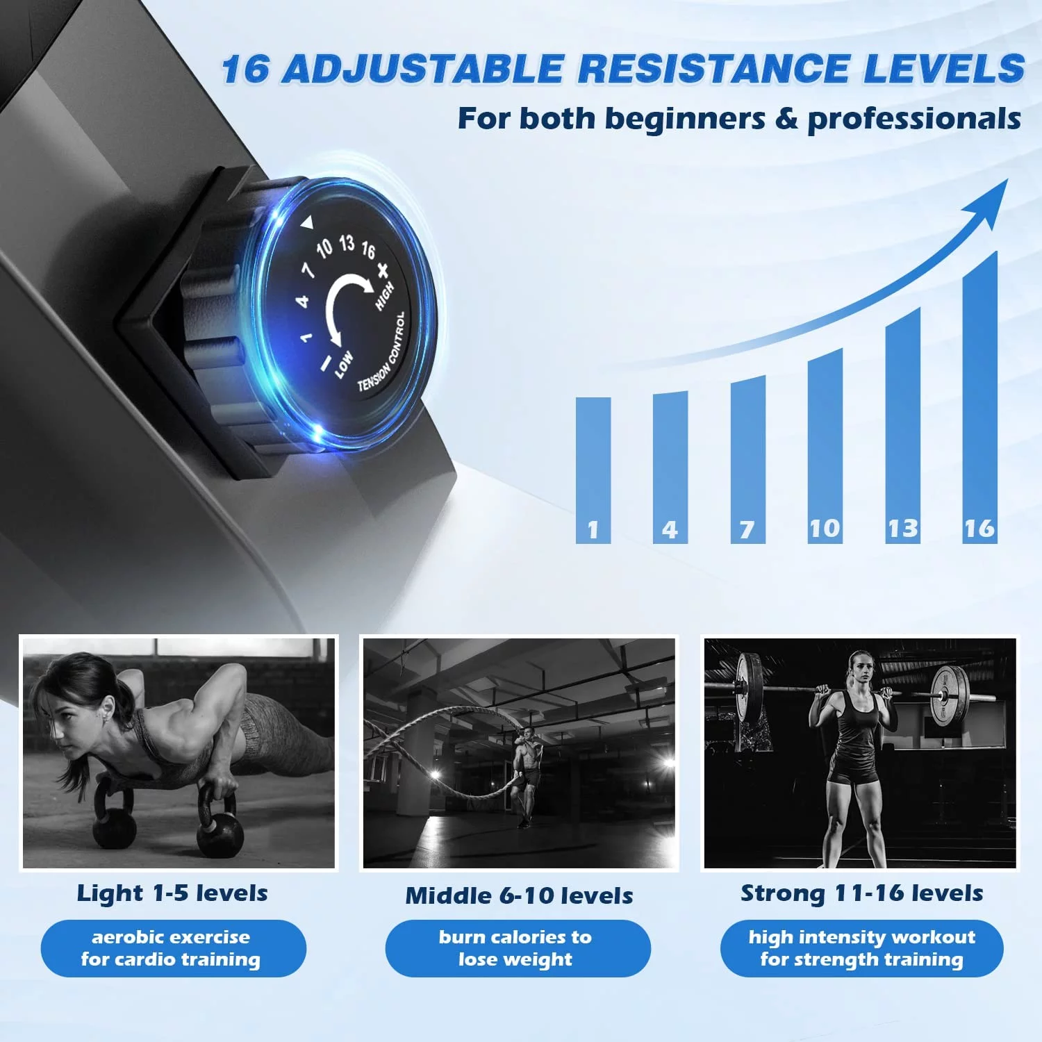 pooboo Rowing Machine Bluetooth 14 Levels Max 350 LBS Magnetic Rower with LCD Monitor, Tablet Holder, Upgraded Rowing Machines for Home use - Womvr