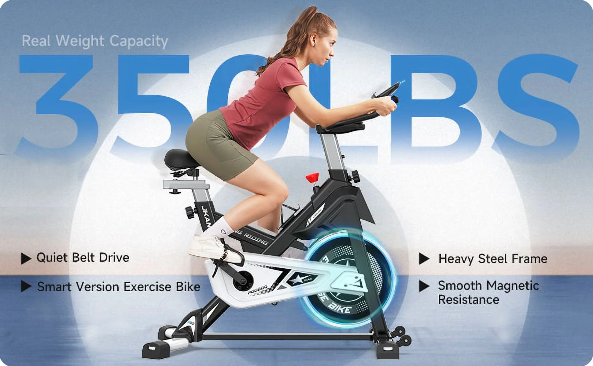 Pooboo Bluetooth Magnetic Exercise Bike Indoor Cycling Bike Stationary Bikes 40lbs Flywheel 350lbs - Womvr