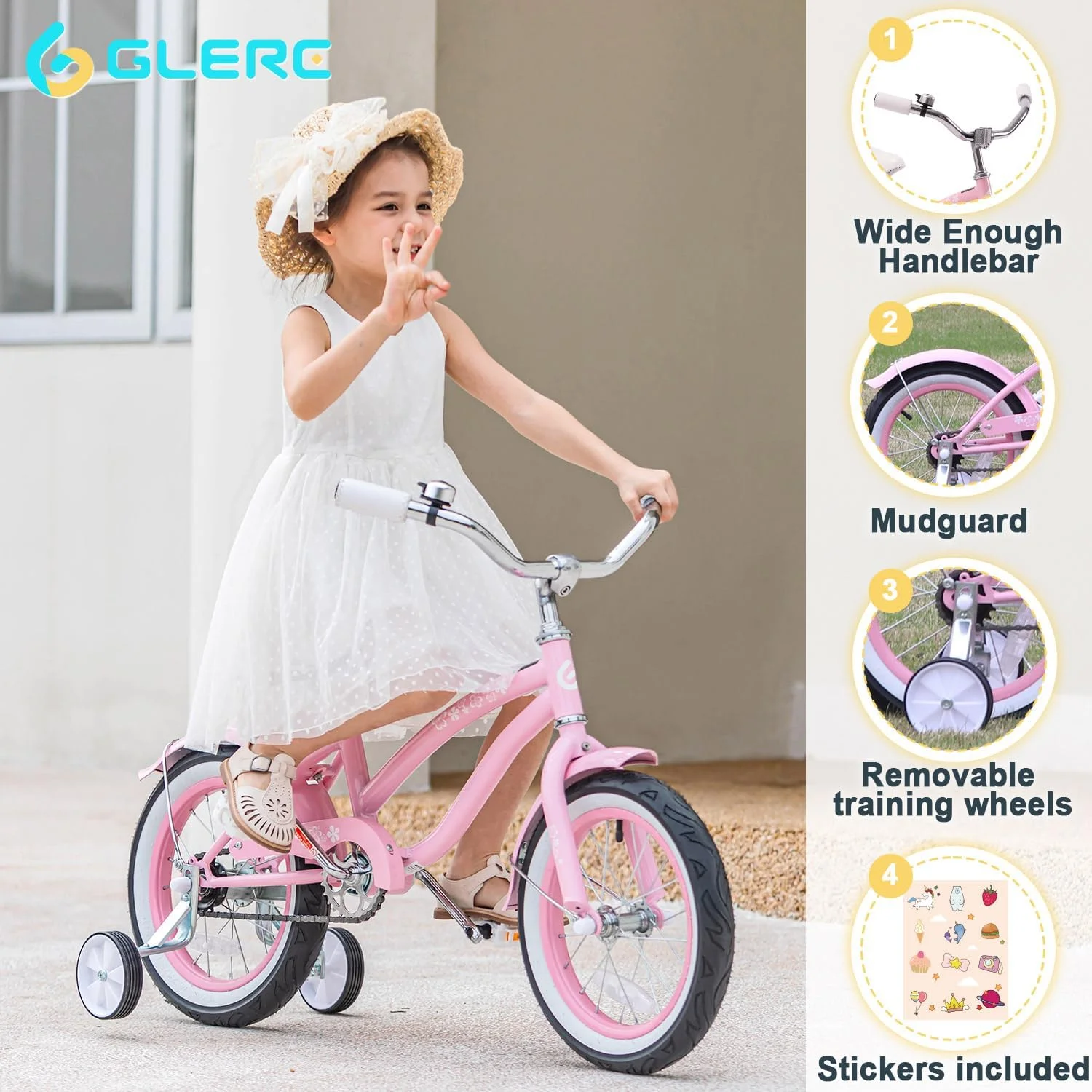 Glerc 16 inch Kids Cruiser Girls Bike for Child 4-7 Years,Mint Green - Womvr