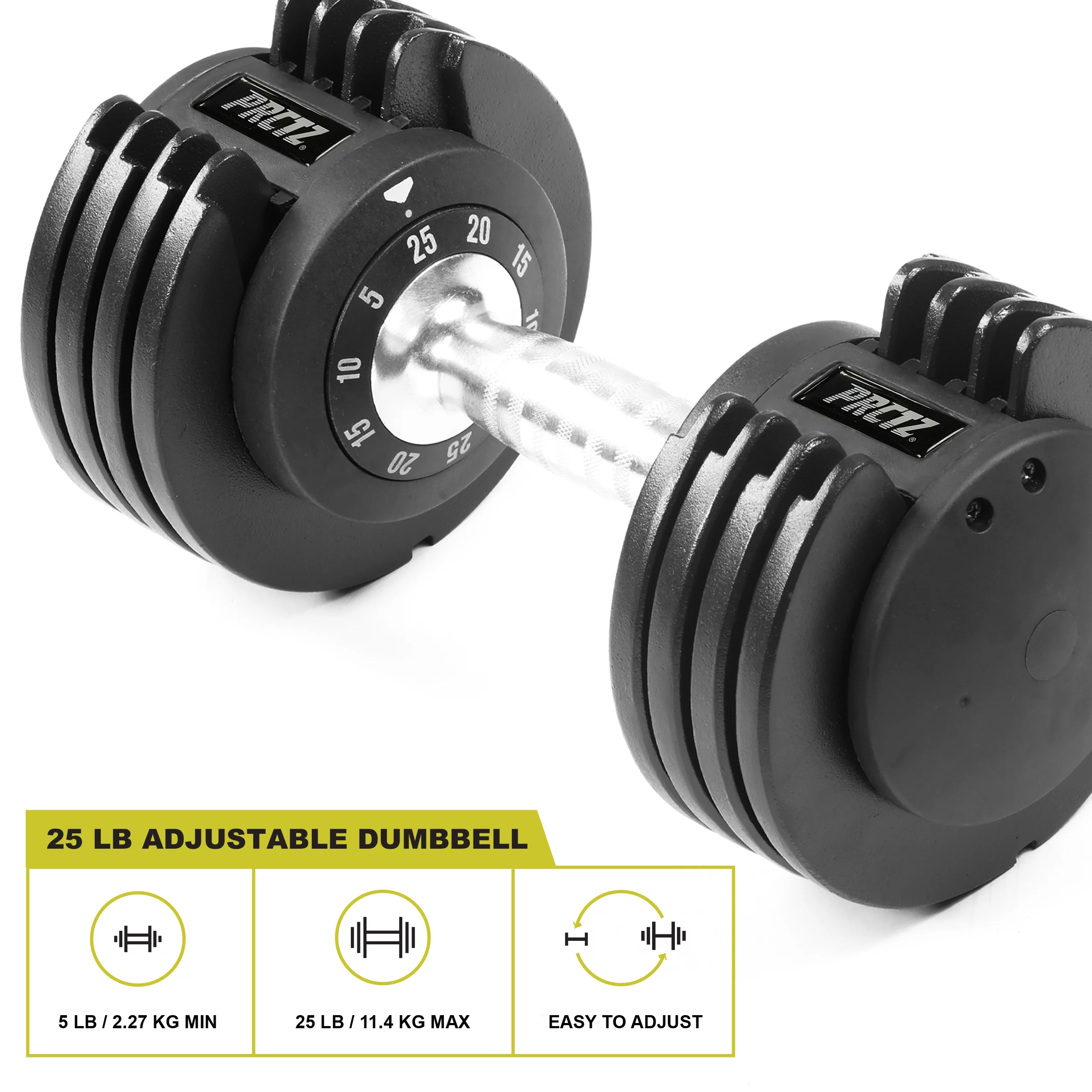 PRCTZ 10-50 lb Quick Select Adjustable Dumbbell, Enhanced 3-Point Safety Locking System, Single, Black - Womvr
