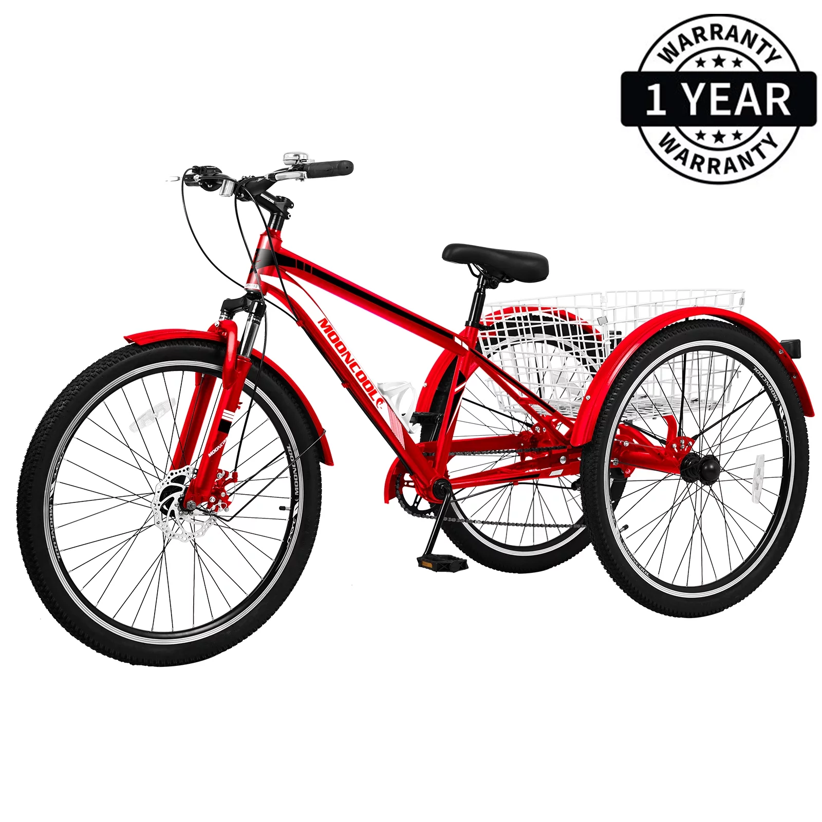 Docred Adult Tricycle, 7 Speed Three Wheel Mountain Bike, 24/26/27.5 inch Adults Trikes ,Load capacity 420 lbs - Womvr