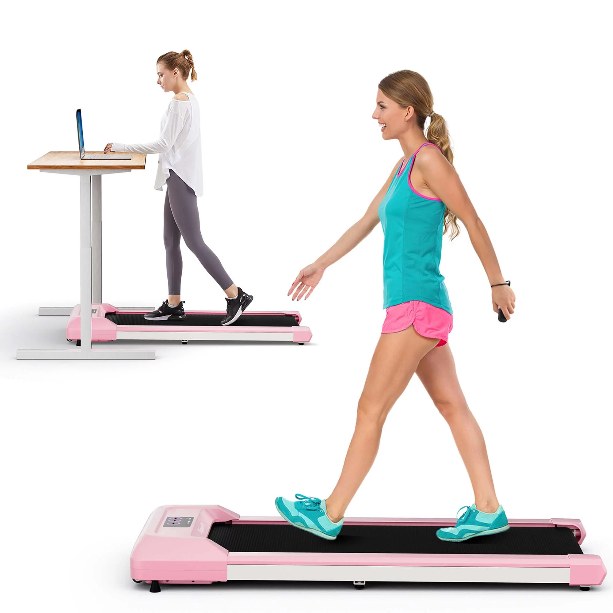 SuperFit 0.6-3.8MPH Walking Pad Under Desk Treadmill with Remote Control and LED Display Black - Womvr