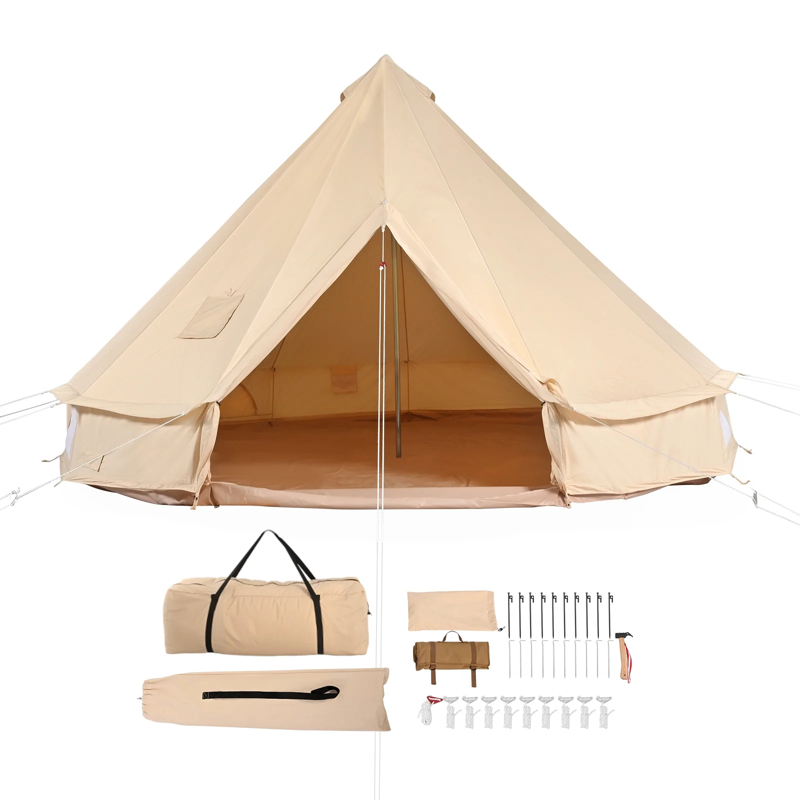 SKYSHALO Canvas Bell Tent 3m/9.8ft 4-Season Canvas Tent for Camping with Stove Jack - Womvr