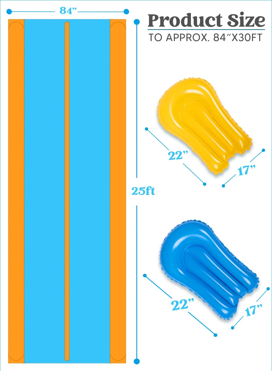 Syncfun 25ft x 7ft Double Water Slide for Adult Kids, Heavy Duty Lawn Water Slide with Sprinkler and 2 Slip Inflatable Boards for Summer Yard Lawn Outdoor Water Play Activities - Womvr