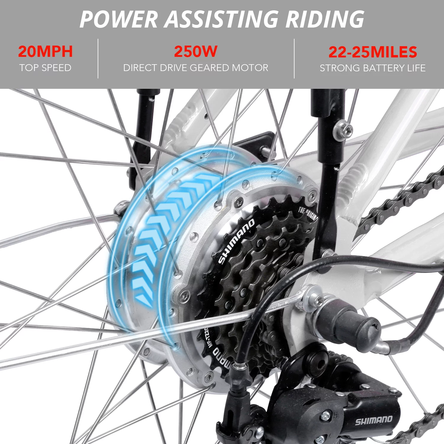 IDEAPLAY P20 24 inch Electric Bike for Adults, 250W Electric Commuter Bicycle with 3 Riding Modes Ebike for Women Men, Gray - Womvr