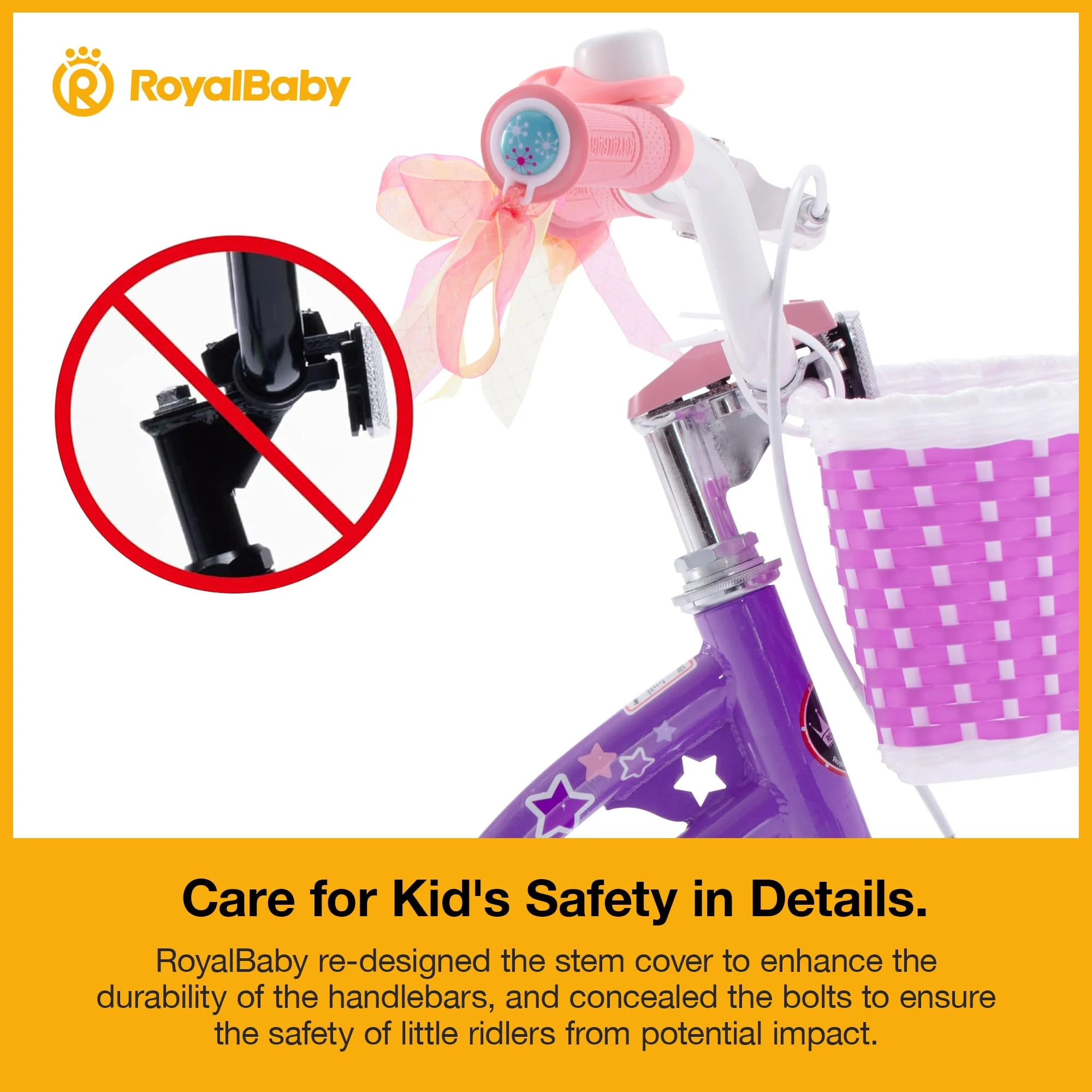 Royalbaby Girls Kids Bike Star girl 14 In Bicycle Basket Training Wheels Blue Child's Cycle - Womvr