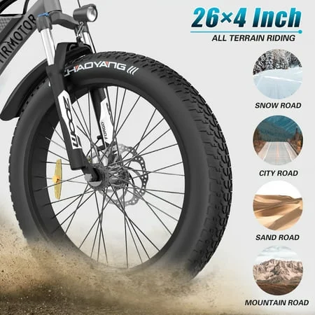 Aostirmotor Electric Mountain Bike 750W 48V15Ah Removable Lithium Battery, Fat Tire Ebike 26x4.0 inch Electric Bike for Adults - Womvr