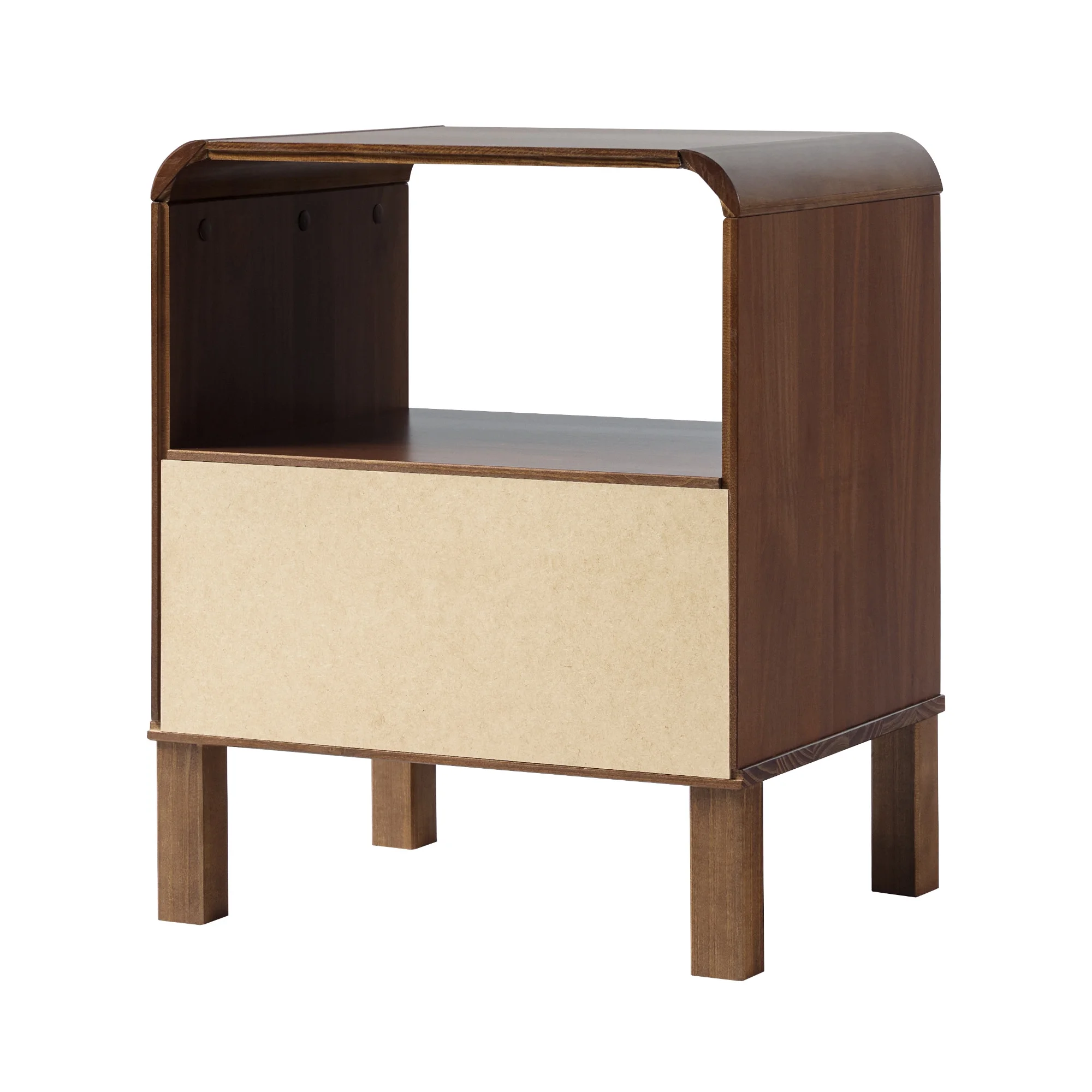 Walker Edison Modern Curved-Frame Solid Wood Nightstand, Brown - Womvr