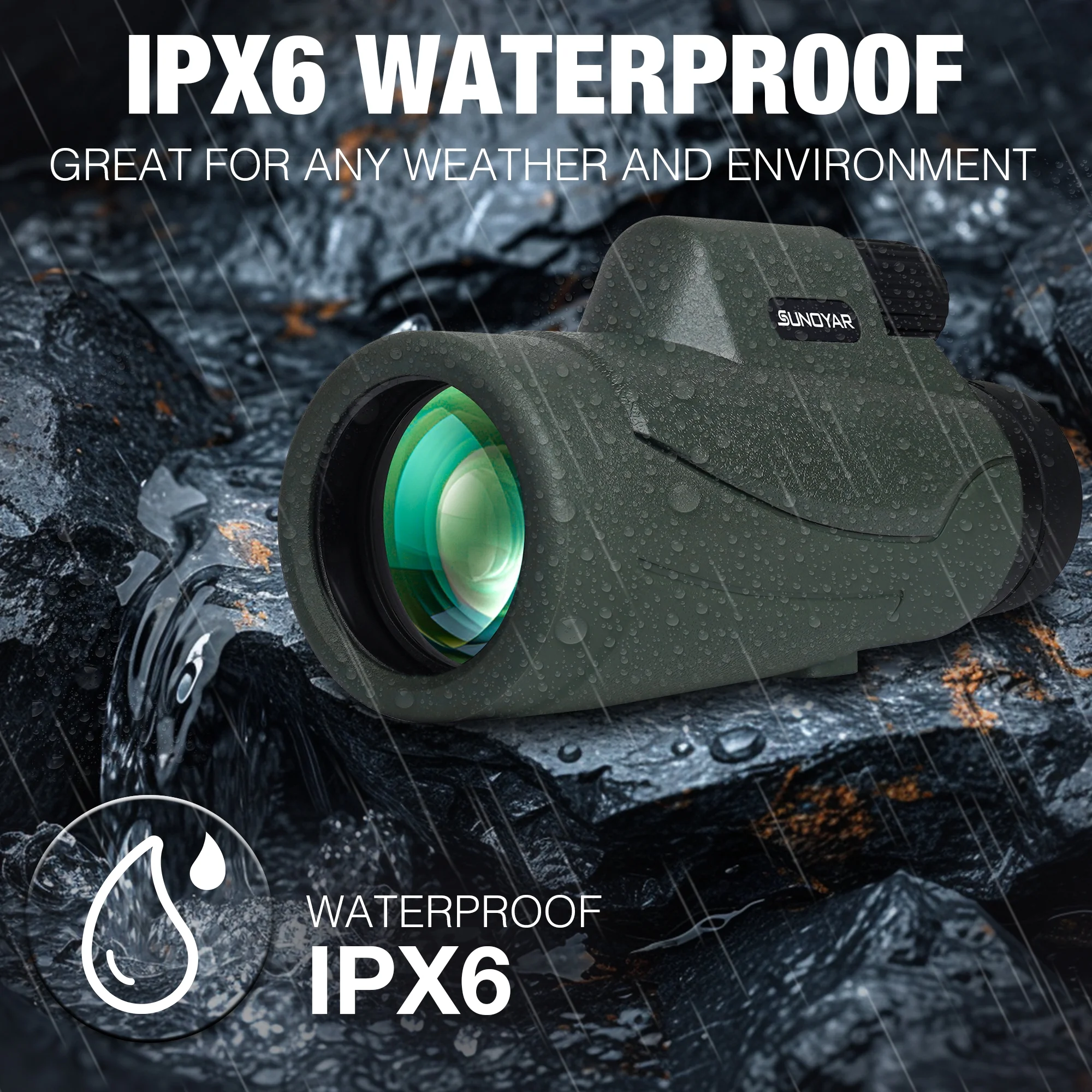 SUNOYAR Monocular Telescope, High Powered Monocular for Adults with Smartphone Adapter & Tripod, BAK4 Prism Monocular with Clear Low Light Vision for Wildlife Hunting Camping Travelling - Womvr