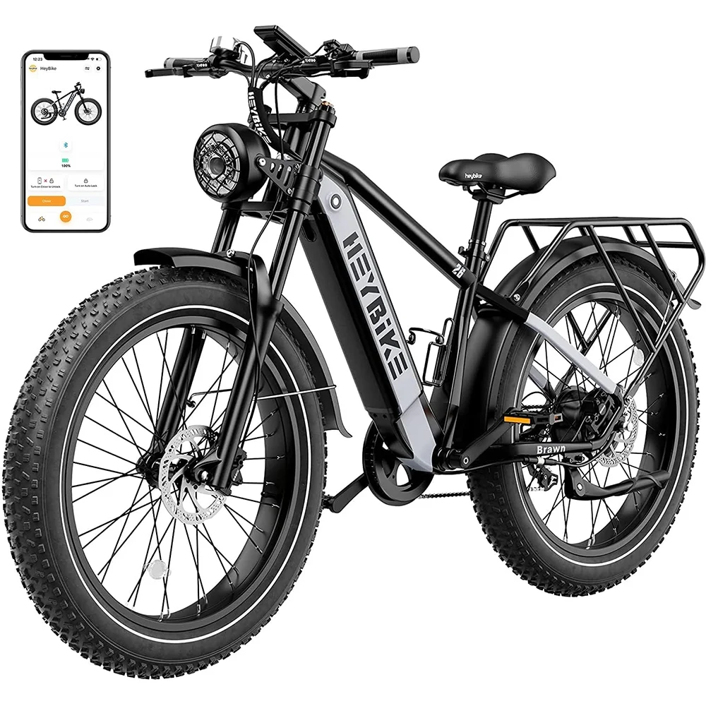 Heybike Brawn Electric Bike for Adults, 750W Fat Tire Ebikes with 48V 18Ah Removable Battery, 26'' Wheel Electric Mountain Bike, Hydraulic Front Fork Electric Bicycles - Womvr