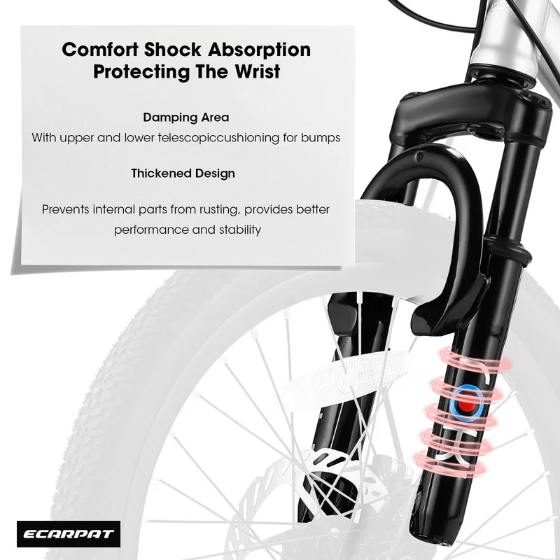 Okimo 20in Mountain Bike 7-Speed Kids Bike with Ergonomic Durable Steel Frame for Ages 8-12 Boys and Girls, White - Womvr