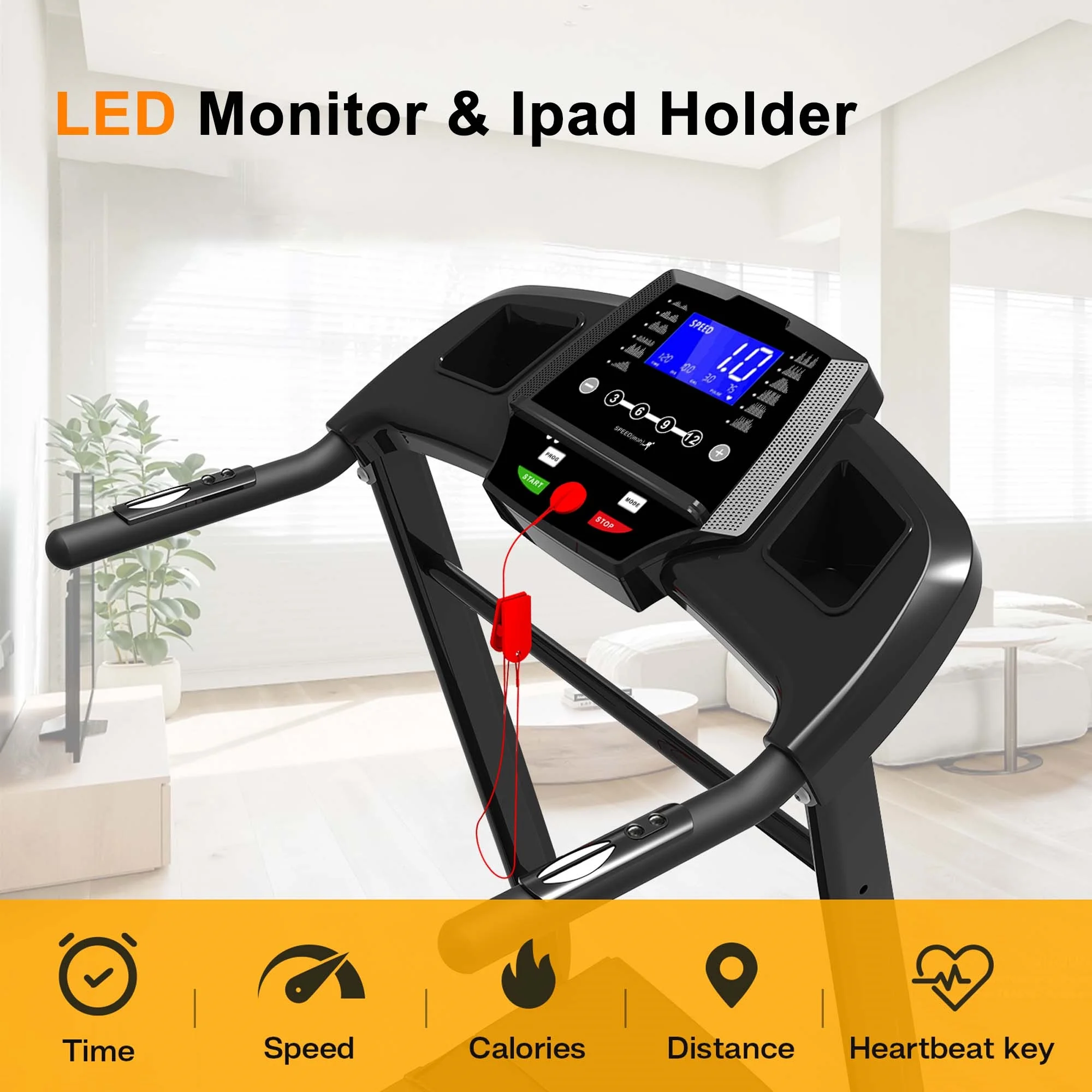 Aukfa Folding Treadmill with Incline, 265 lbs Capacity, 7.5 mph Max Speed for Home Gym Workout - Womvr