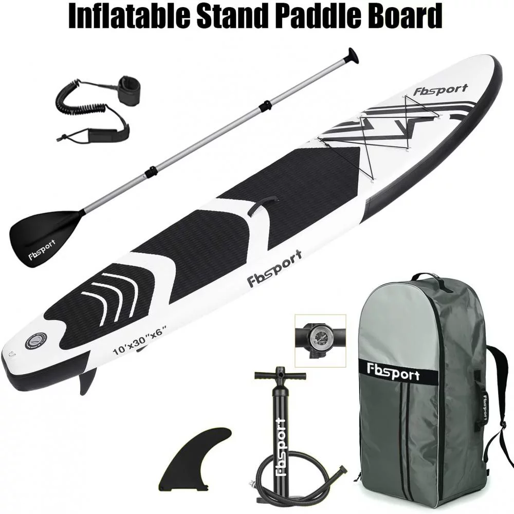 Fbsport 11ft Inflatable Paddle Board SUP, 6'' Thick W/Paddling Fins Pump & Accessories Pack, Green - Womvr