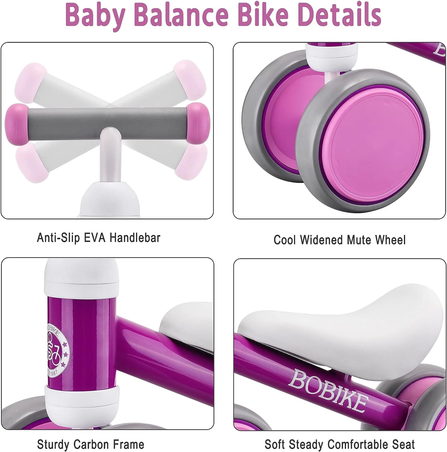 Bobike Baby Balance Bike Toys for 1 Year Old 10-24 Months Toddler Walker Bicycle Pink - Womvr