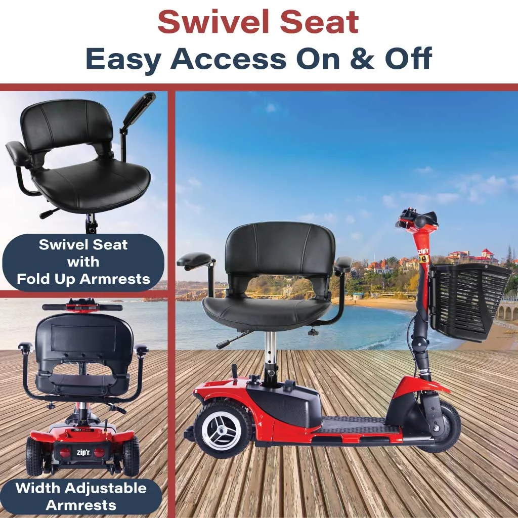 Zip'r Roo 3-Wheel Travel Mobility Scooter, Red - Womvr