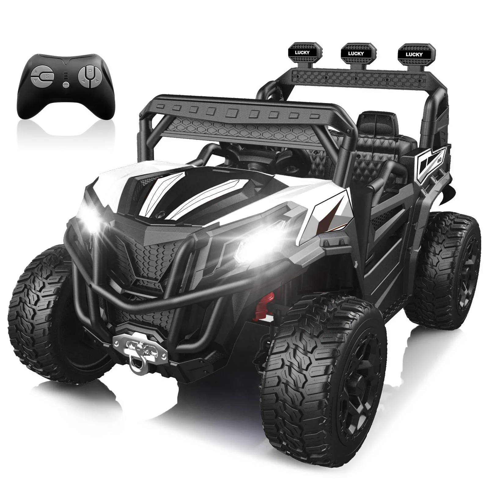 TOKTOO 24V Ride on Car, 4WD Powered Ride on UTV with Remote Control & Trunk Storage Space,  1 Seater Kid Car for Boys Girls -Blue - Womvr