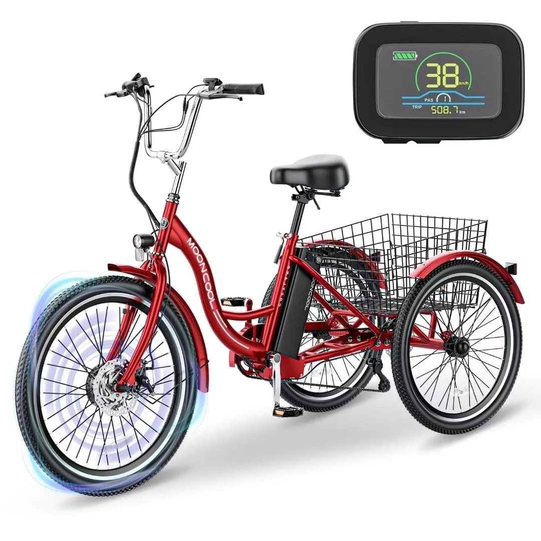 Docred 3 Wheel Electric Bike, 15.5 mph 500W Electric Tricycles for Adult .36V 7 Speeds Electric Trike,24In - Womvr