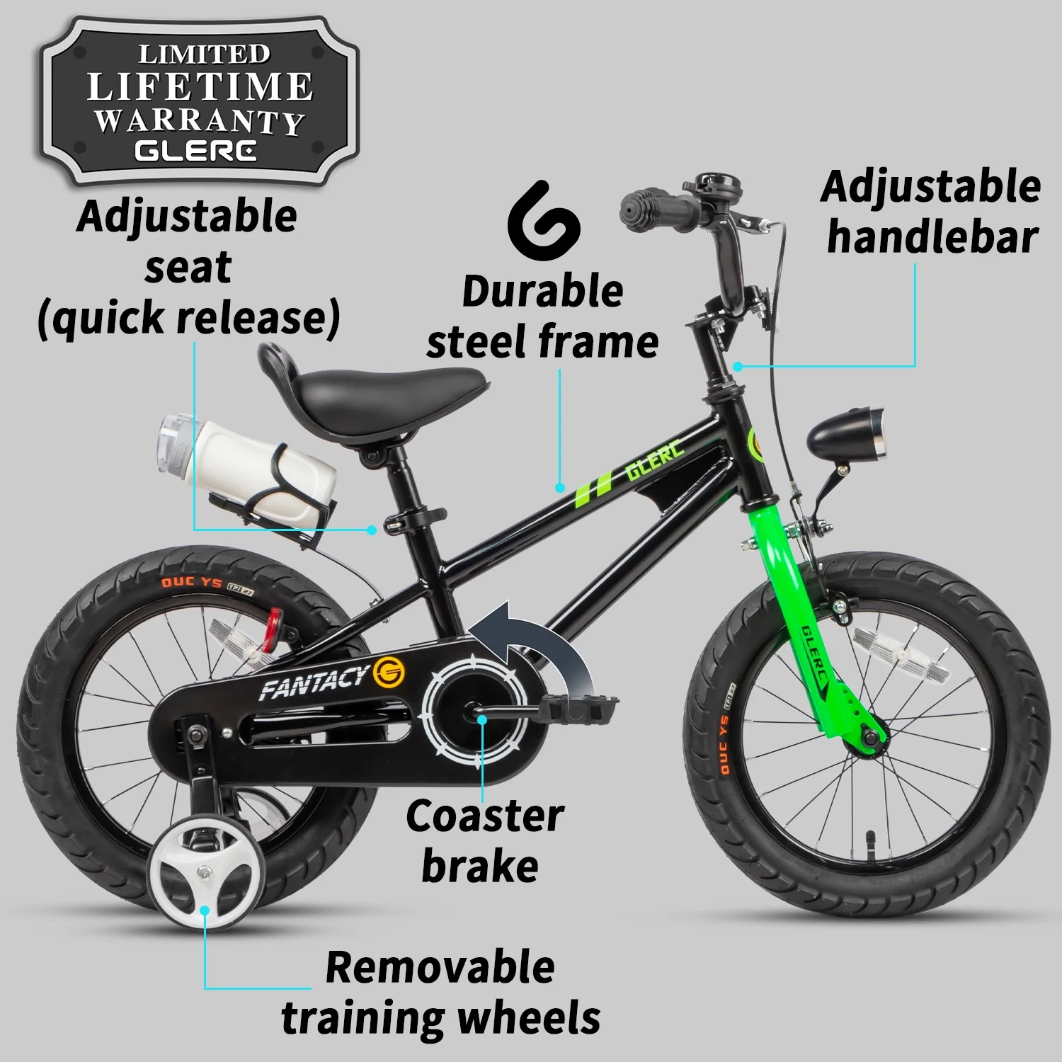 Glerc 12 inch Toddler and Kids Bike for 2-4 Years Old Boys & Girls, White - Womvr