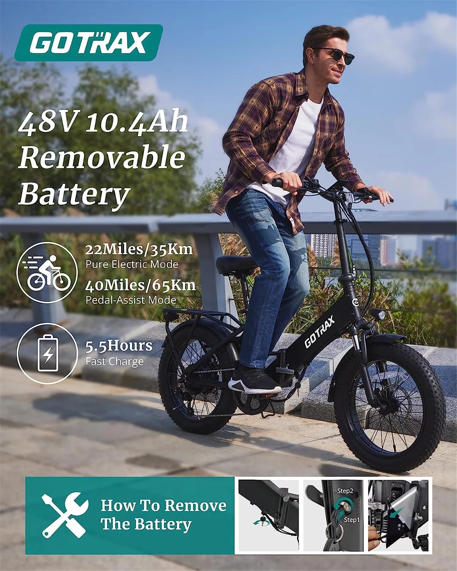 F2 Electric Bike for Adults, 500W/48V/20mph/20