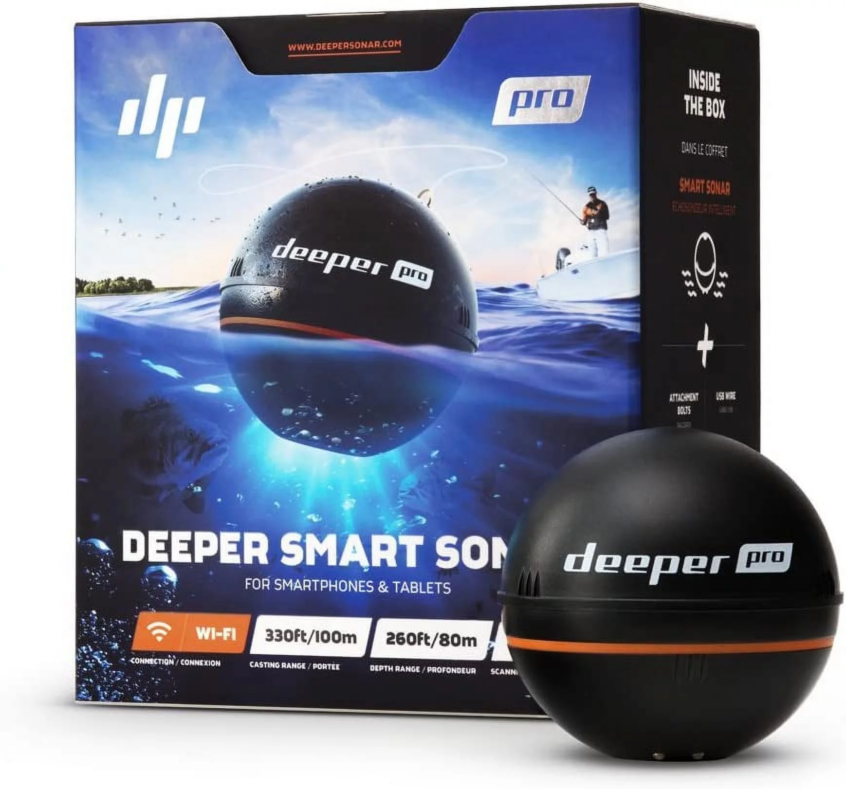 Deeper PRO Smart Sonar Castable and Portable Smart Sonar WiFi Fish Finder for Kayaks and Boats on Shore Ice Fishing Fish Finder - Womvr