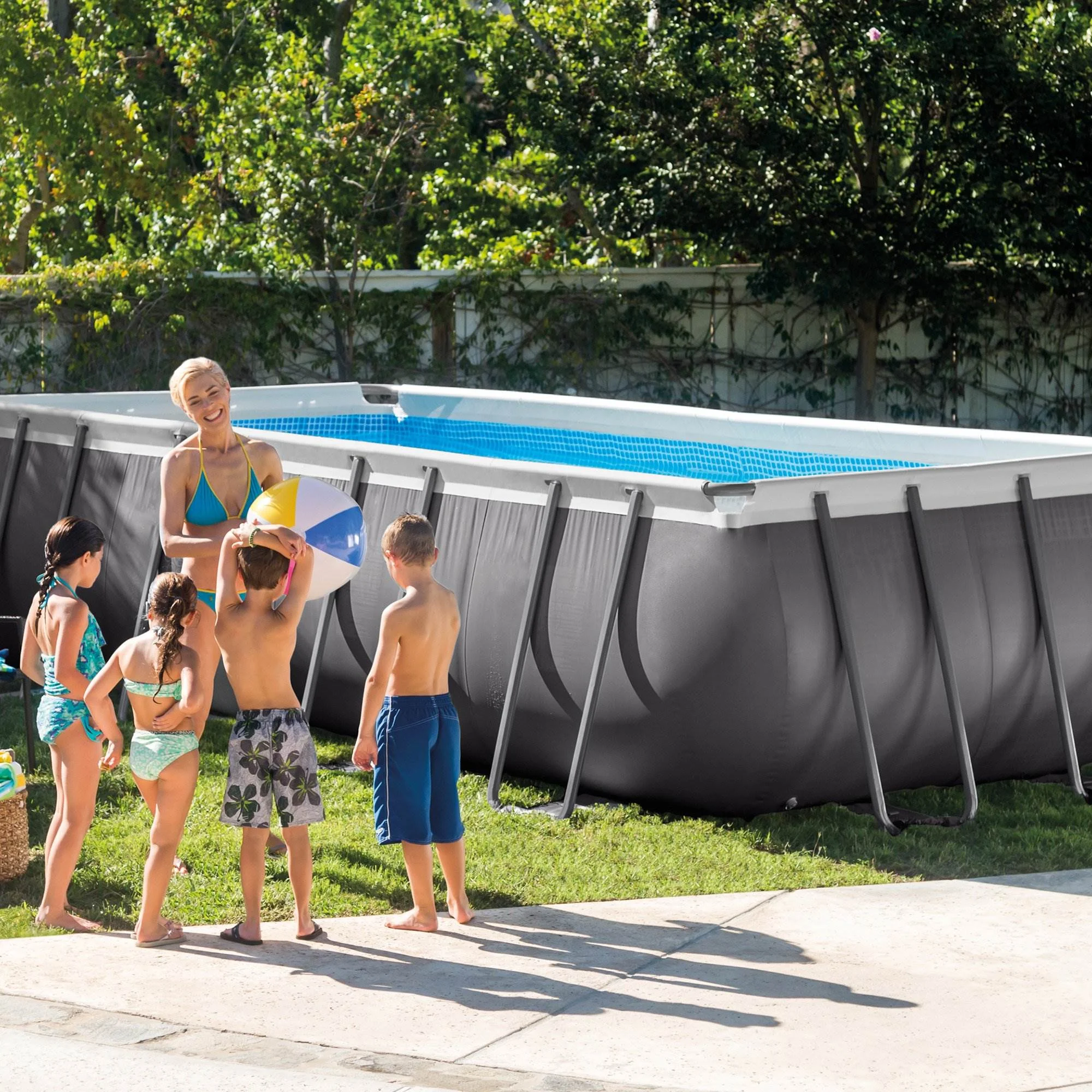 Intex 18ft x 9ft x 52in Ultra Frame Rectangular Above Ground Pool with Pump - Womvr