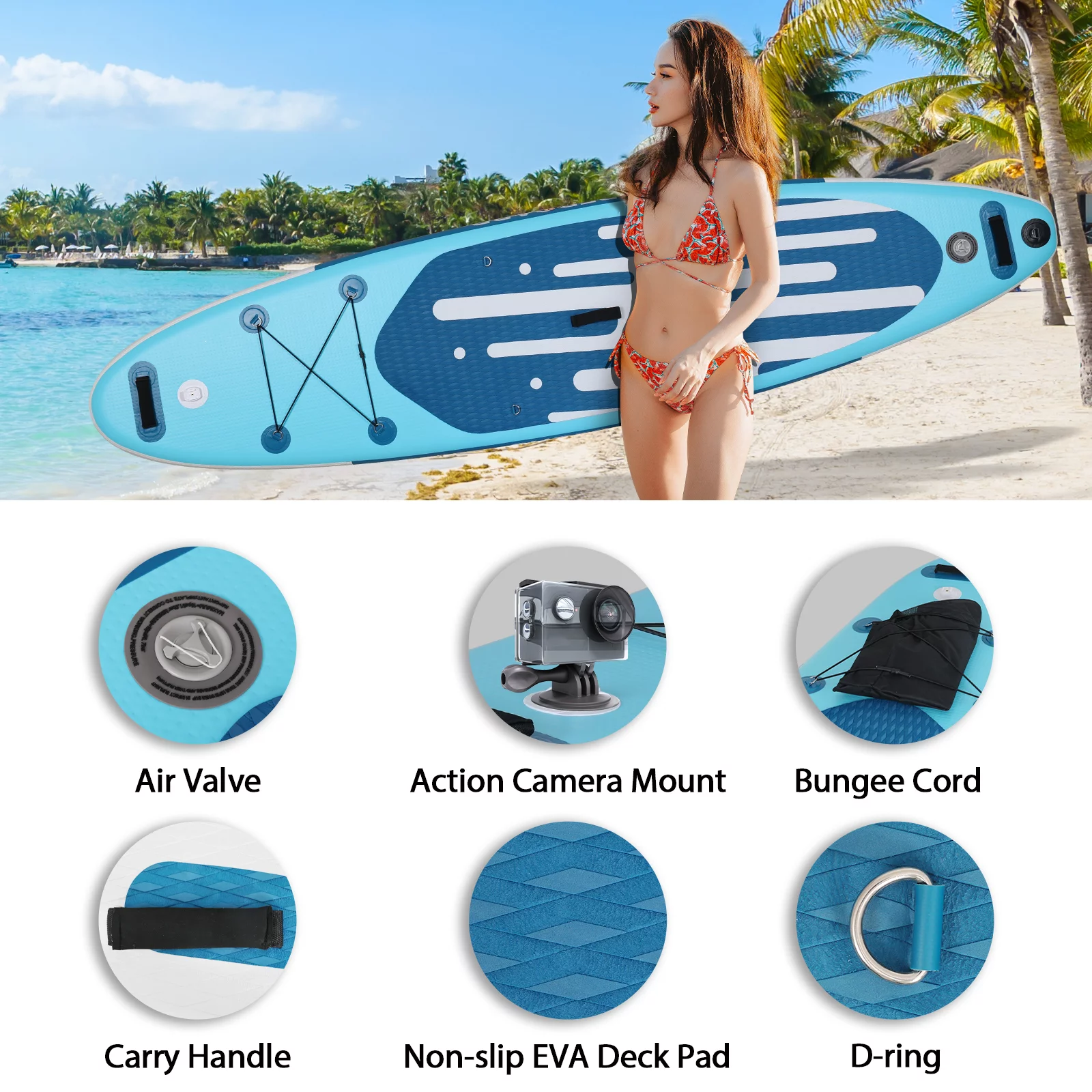 ELECWISH 11 Ft Inflatable Stand Up Paddle Board and Sit-on Kayak Set, Non-Slip Deck SUP Paddle Board with SUP Accessories & Backpack, Blue - Womvr