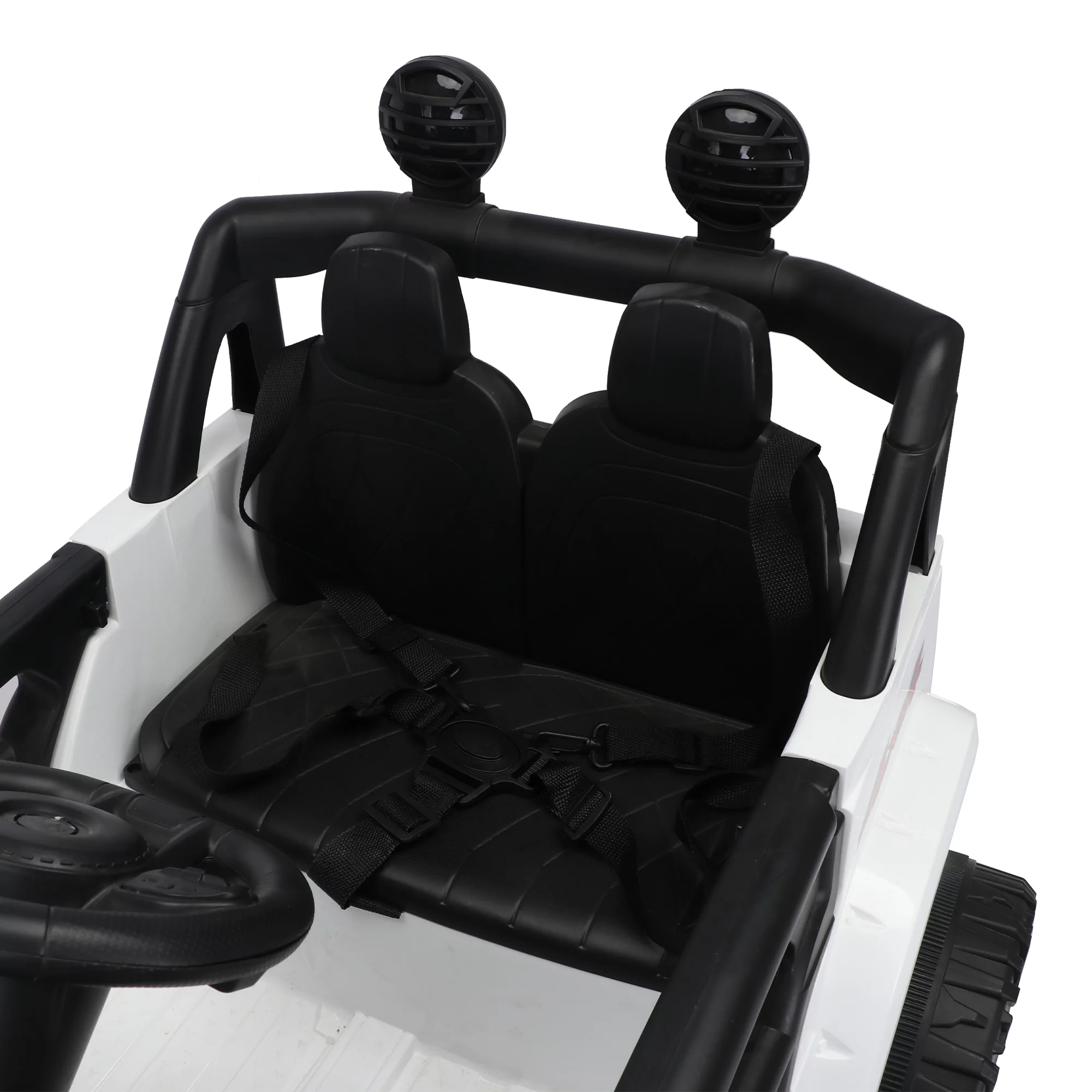 Kids Ride on Truck with Parents Remote Control, 12V 7A Battery Powered Electric Car Vehicle Toy with 3 Speed, USB, MP3, Bluetooth, LED Light, Safety Belt, Electric Car for Kids (Black) - Womvr