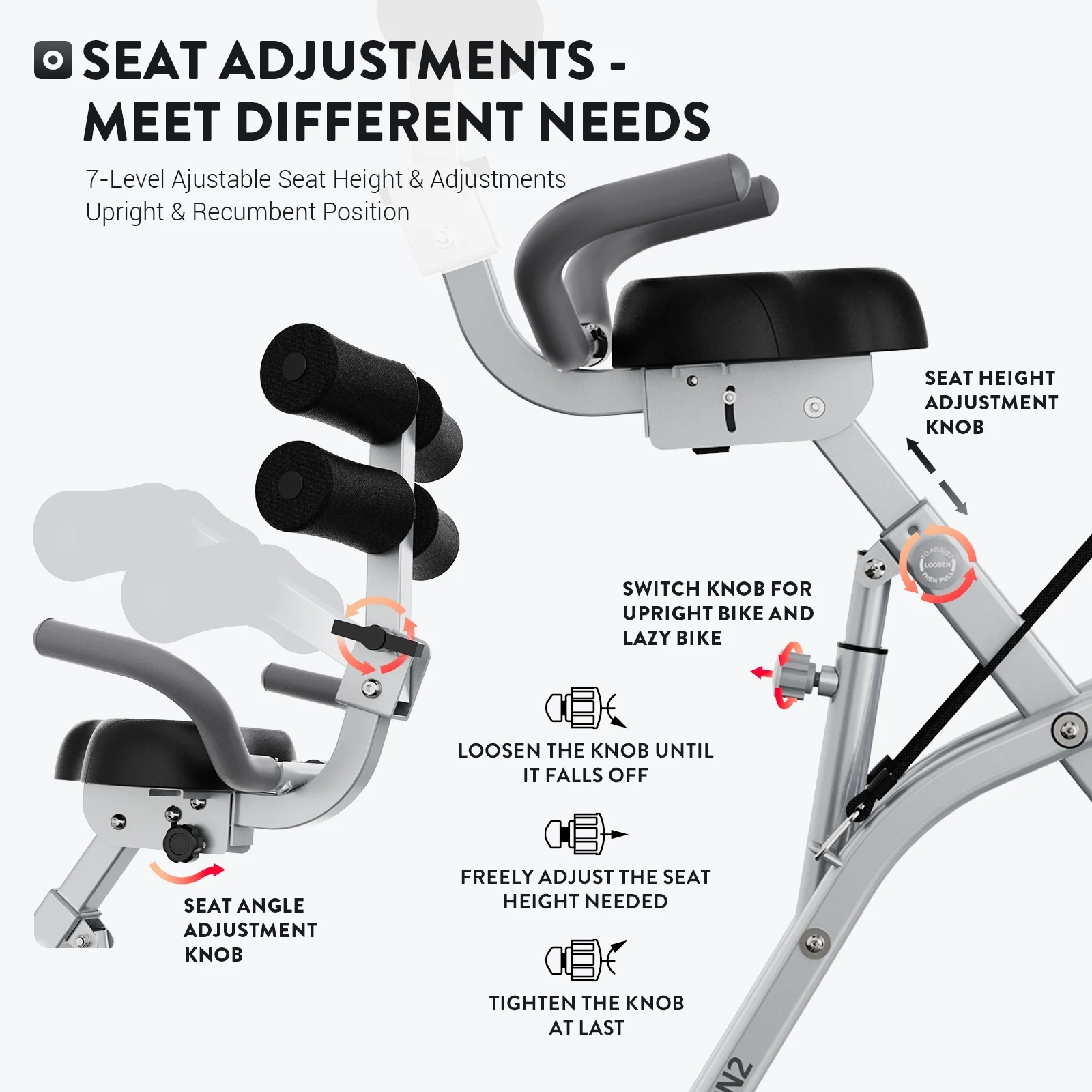 Pooboo 4in1 Foldable Exercise Bike Indoor Cycling Bike Magnetic Stationary Bike Exercise Bike 300lbs - Womvr