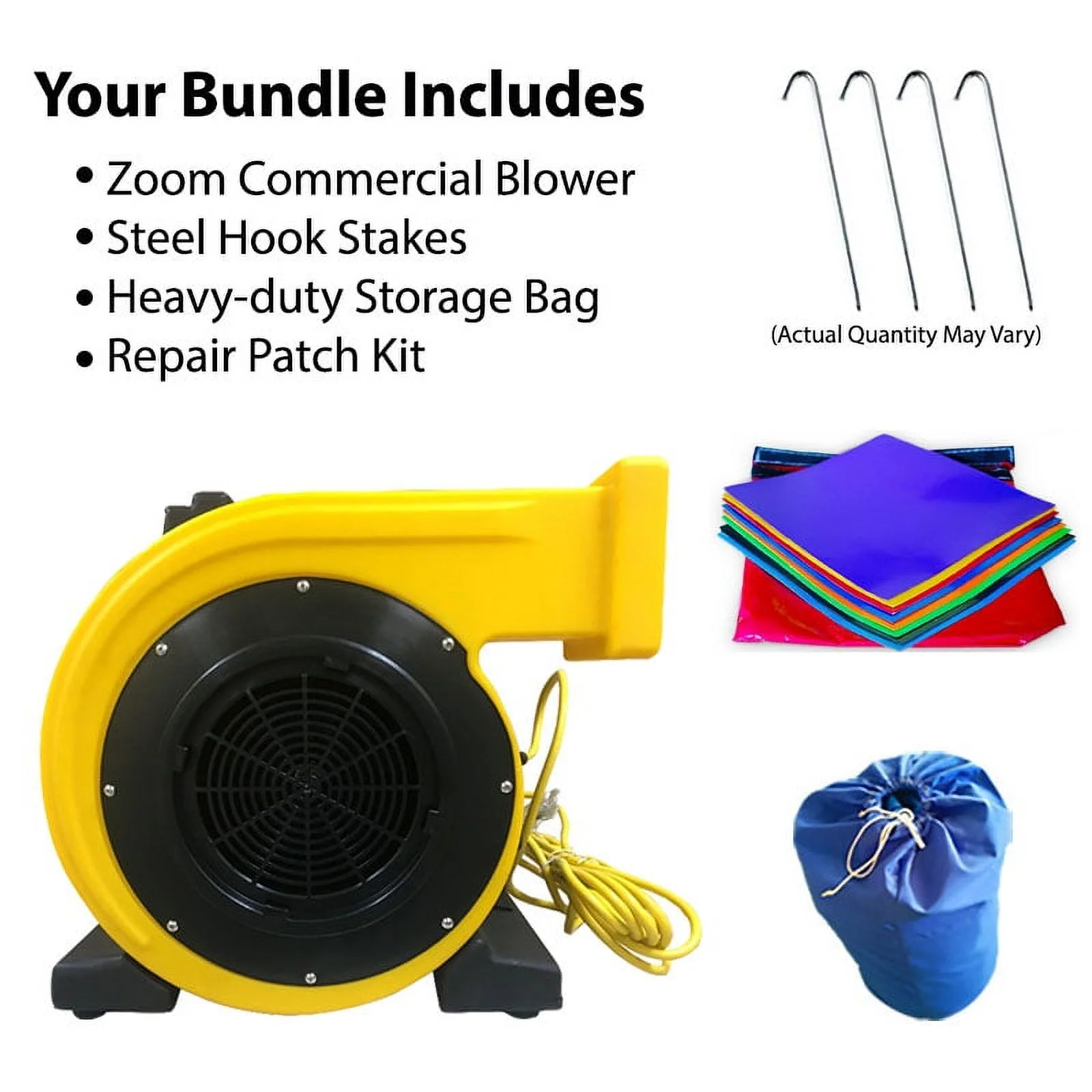 Pogo 65' Commercial Inflatable Water Slide with Slip n Slide Combo Blue Marble with Blower - Womvr