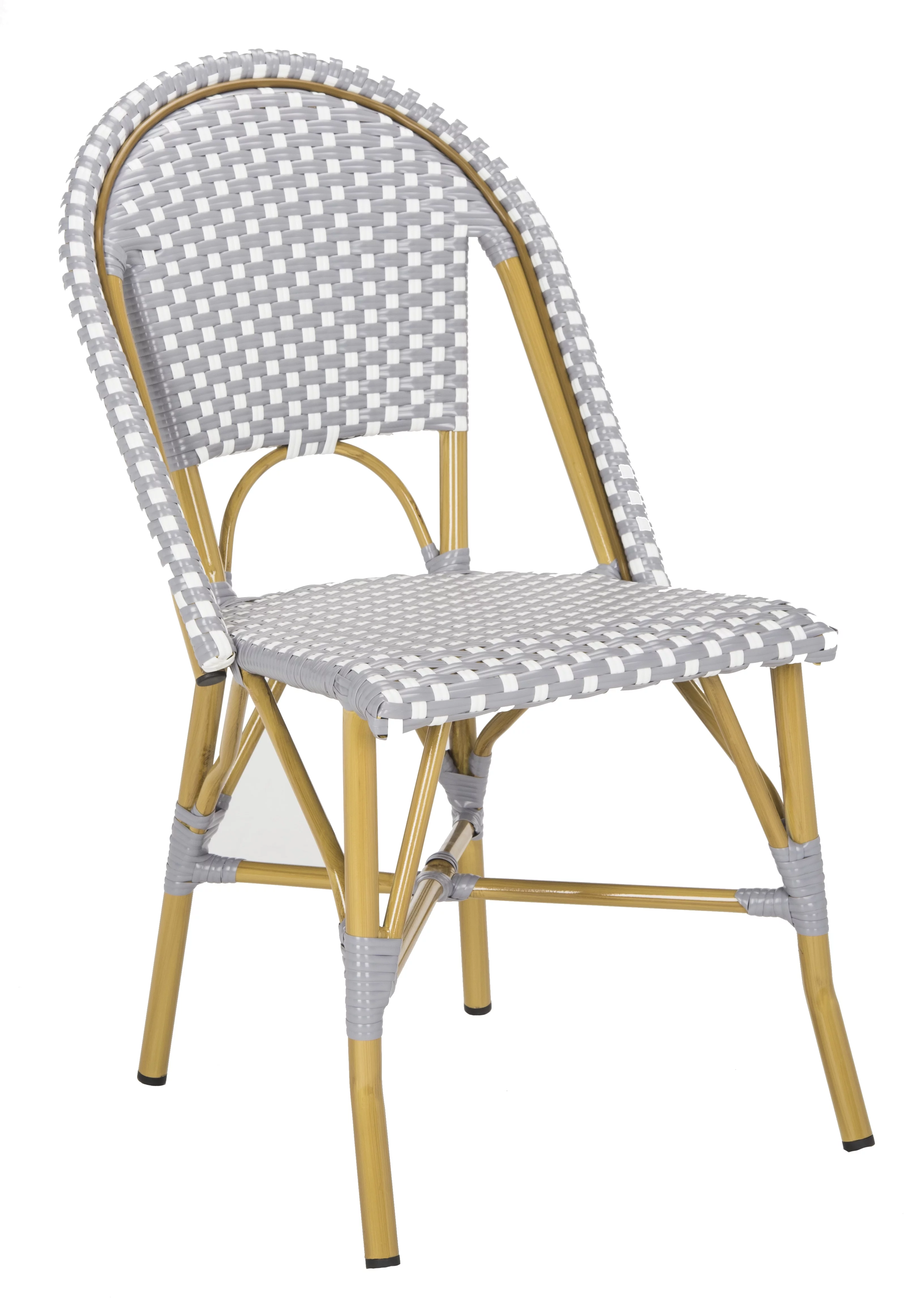 SAFAVIEH Salcha Outdoor French Bistro Side Chair, Blue/White, Set of 2 - Womvr