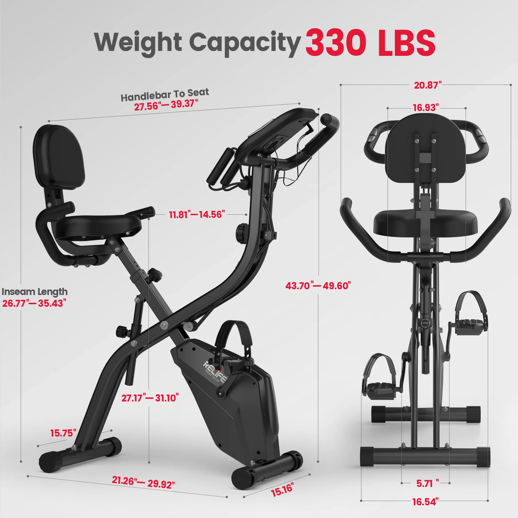 Relife Sports Upright  Exercise Bike with Fitness APP Foldable Stationary Bike for Home Gym , Black - Womvr