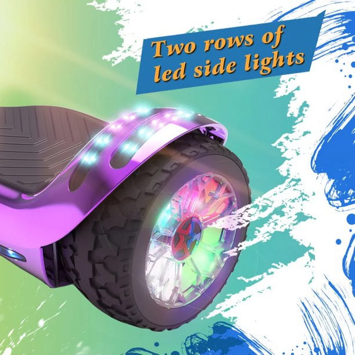 Hoverstar ul2272 Hoverboard All-Terrain LED Flash Wide All Terrian Wheel, Blue - Womvr