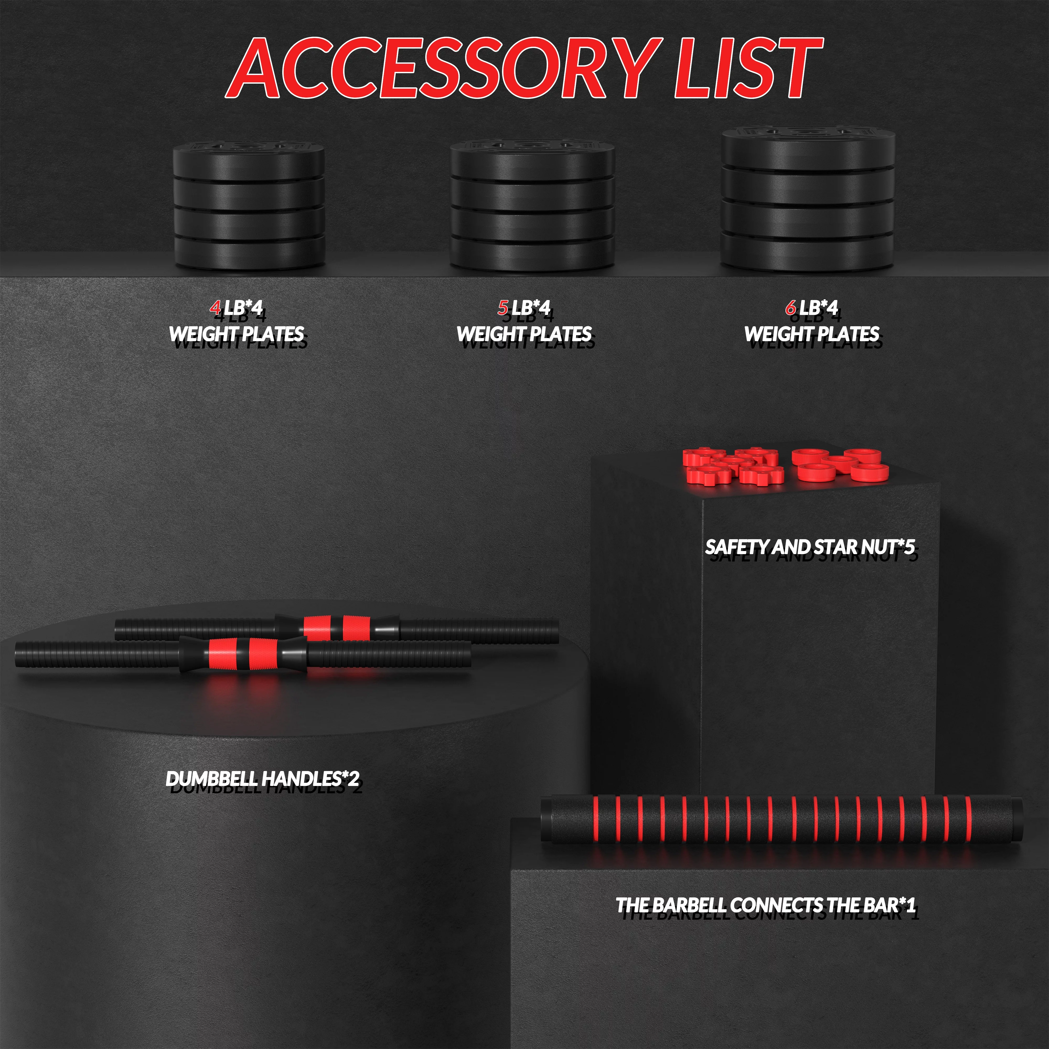 BalanceFrom 60LB 4-in-1 Portable Changeable Dumbbell, Barbell, and Kettlebell Set with Adjustable Weights - Womvr