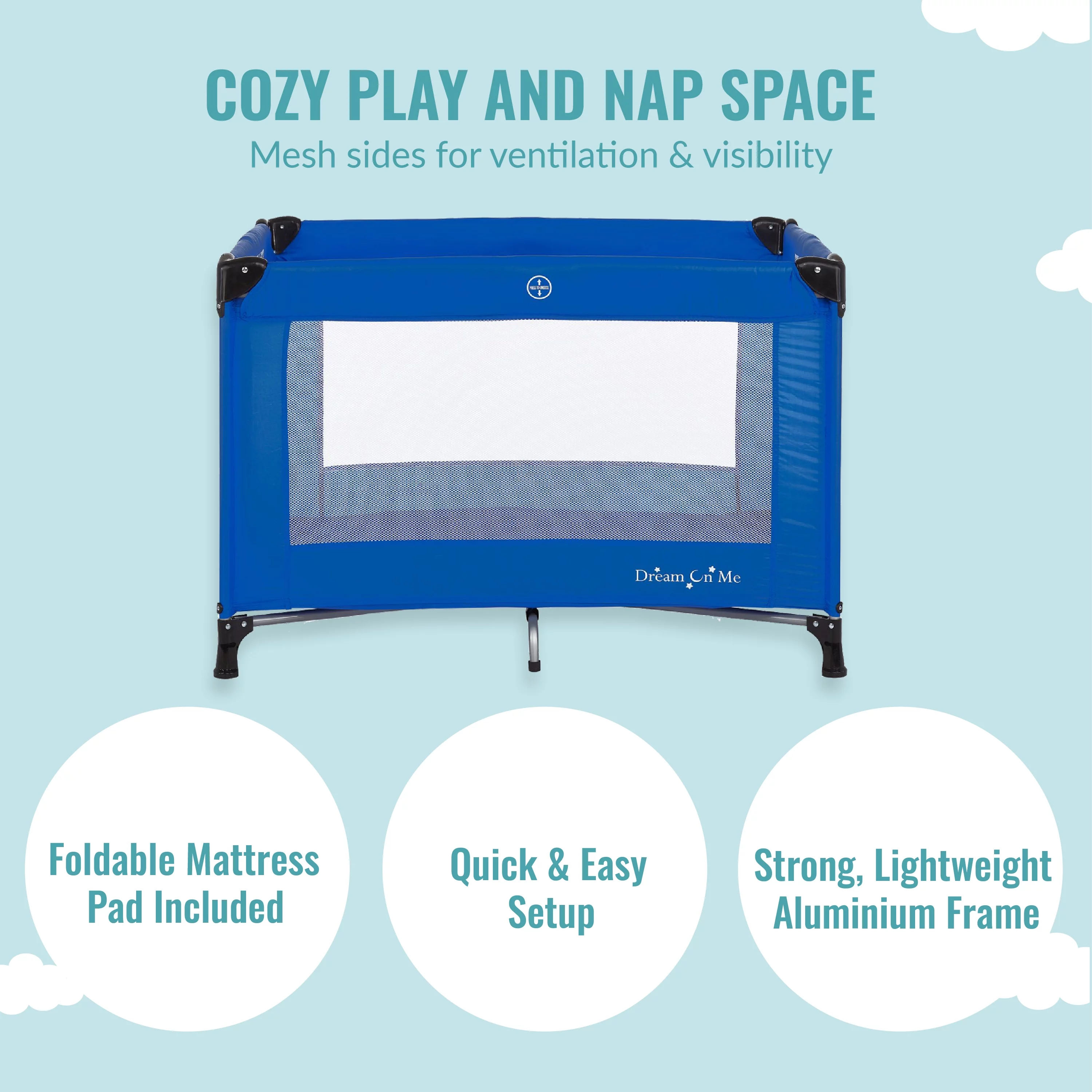 Dream On Me Nest Portable Play Yard with Carry Bag and Shoulder Strap, Pink - Womvr