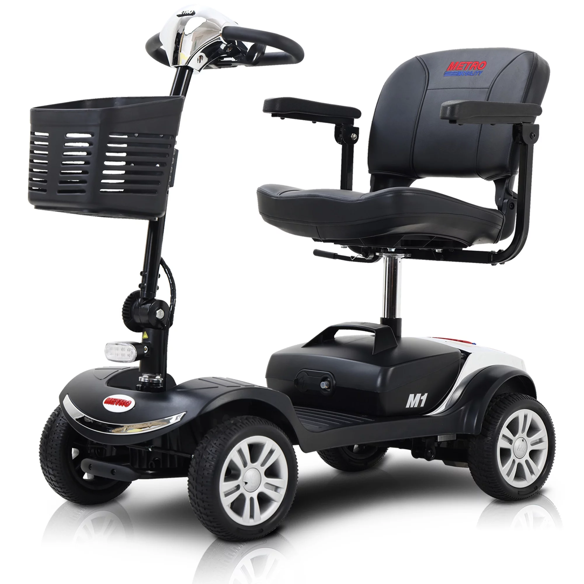 BTMWAY Mobility Scooter, 4 Wheels Electric Scooter for Seniors, Compact Folding Travel Mobility Scooters for Adult, Transformer Mobility Scooter with Swivel Seat, Front and Rear LED Light, Silver - Womvr