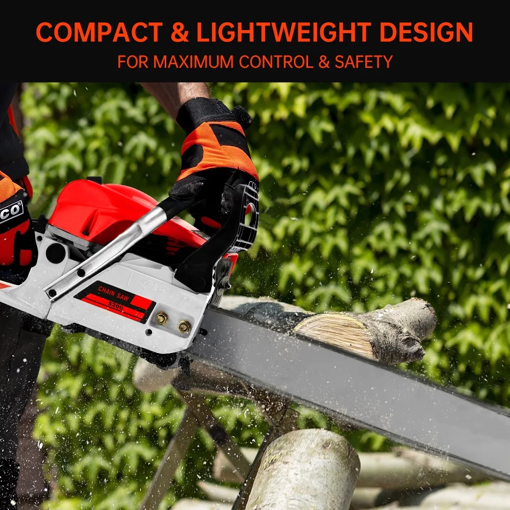 TOPTENG Gasoline Chainsaw with 22 in. Bar 52CC Engine 2-Cycle Gas Powered Chainsaw for Farm/Garden/Ranch/Firewood - Womvr