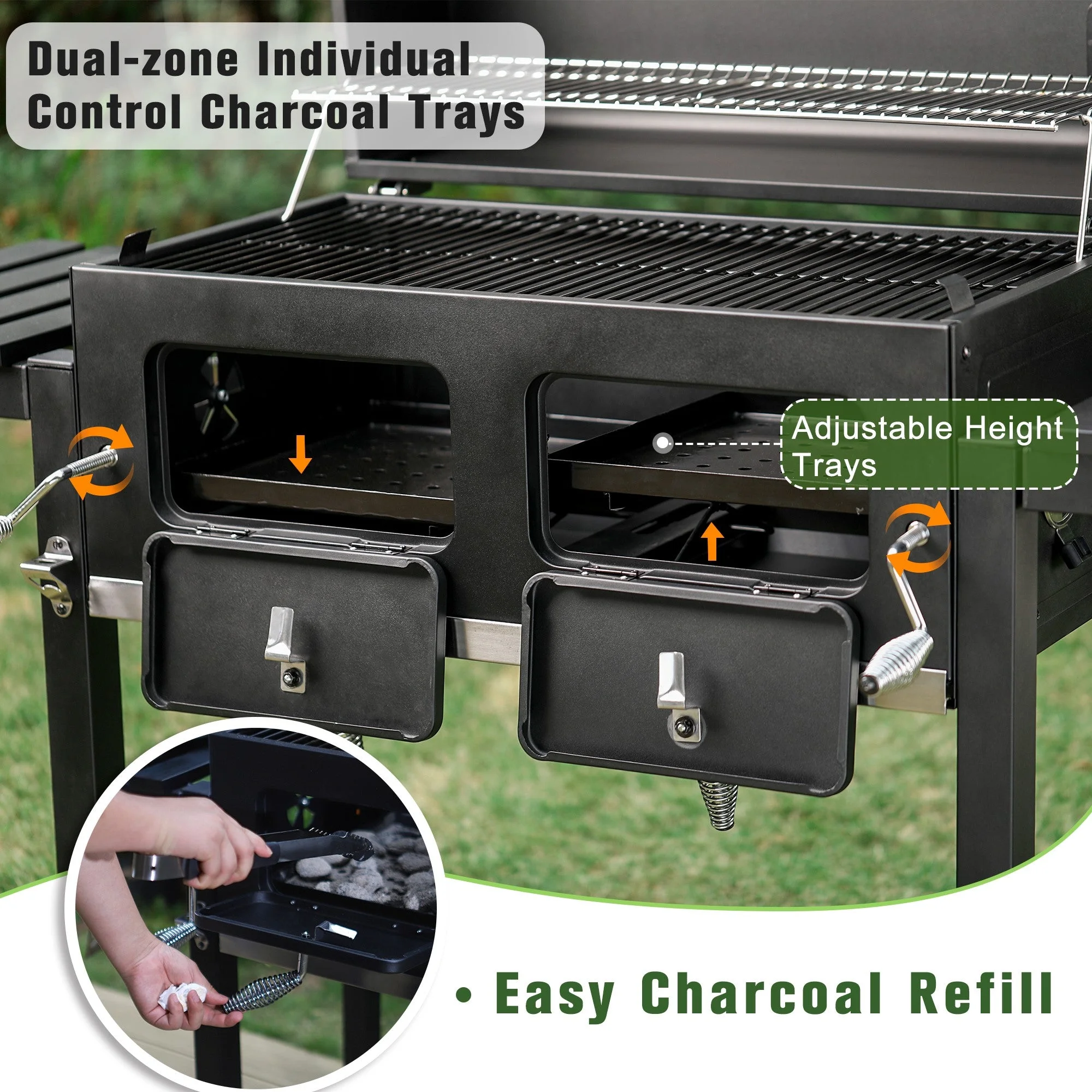Alpha Joy 34-inch BBQ Charcoal Grill Outdoor Portable Barbecue Grill - Womvr