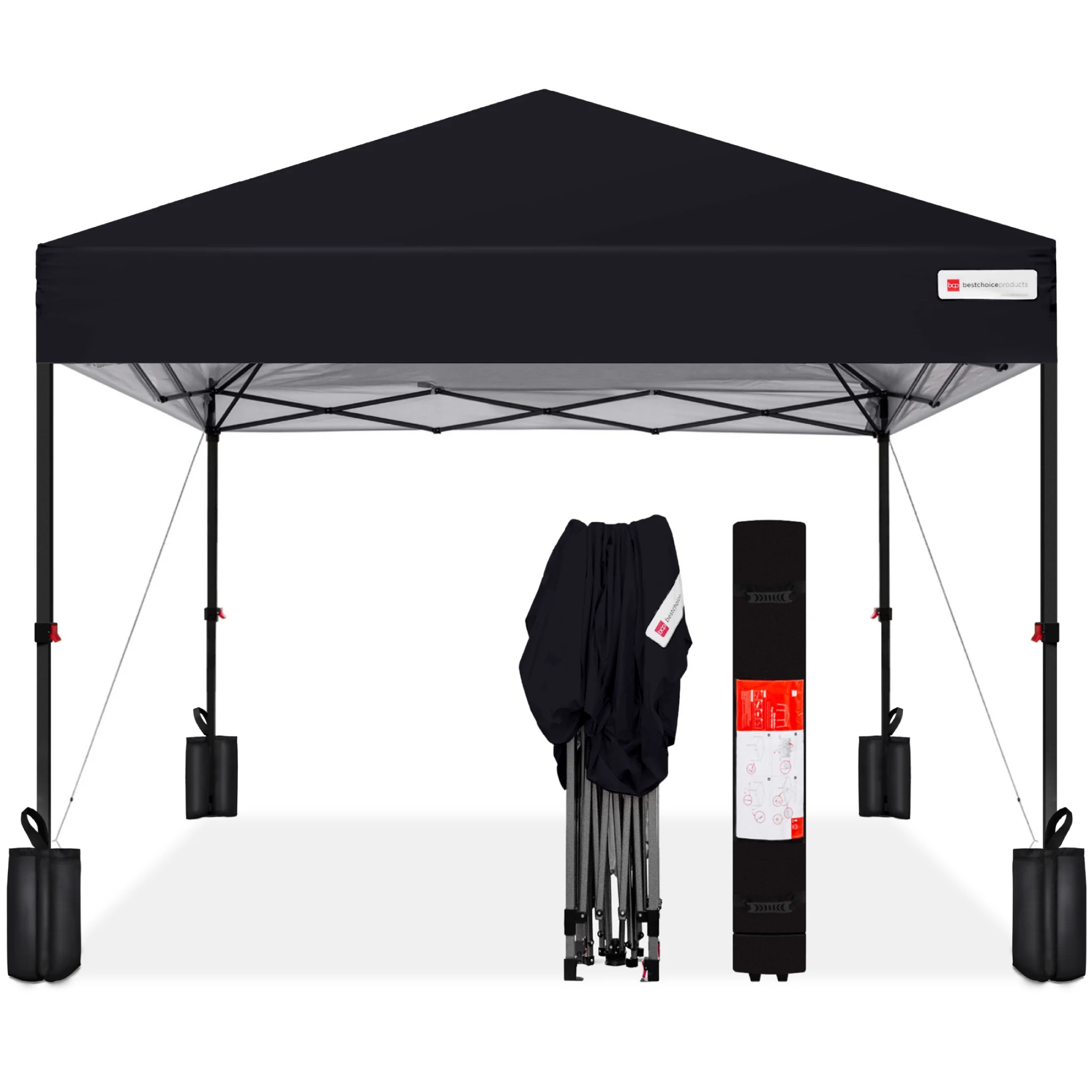 Best Choice Products 10x10ft Easy Setup Pop Up Canopy w/ 1-Button Setup, Wheeled Case, 4 Weight Bags - Cerulean - Womvr