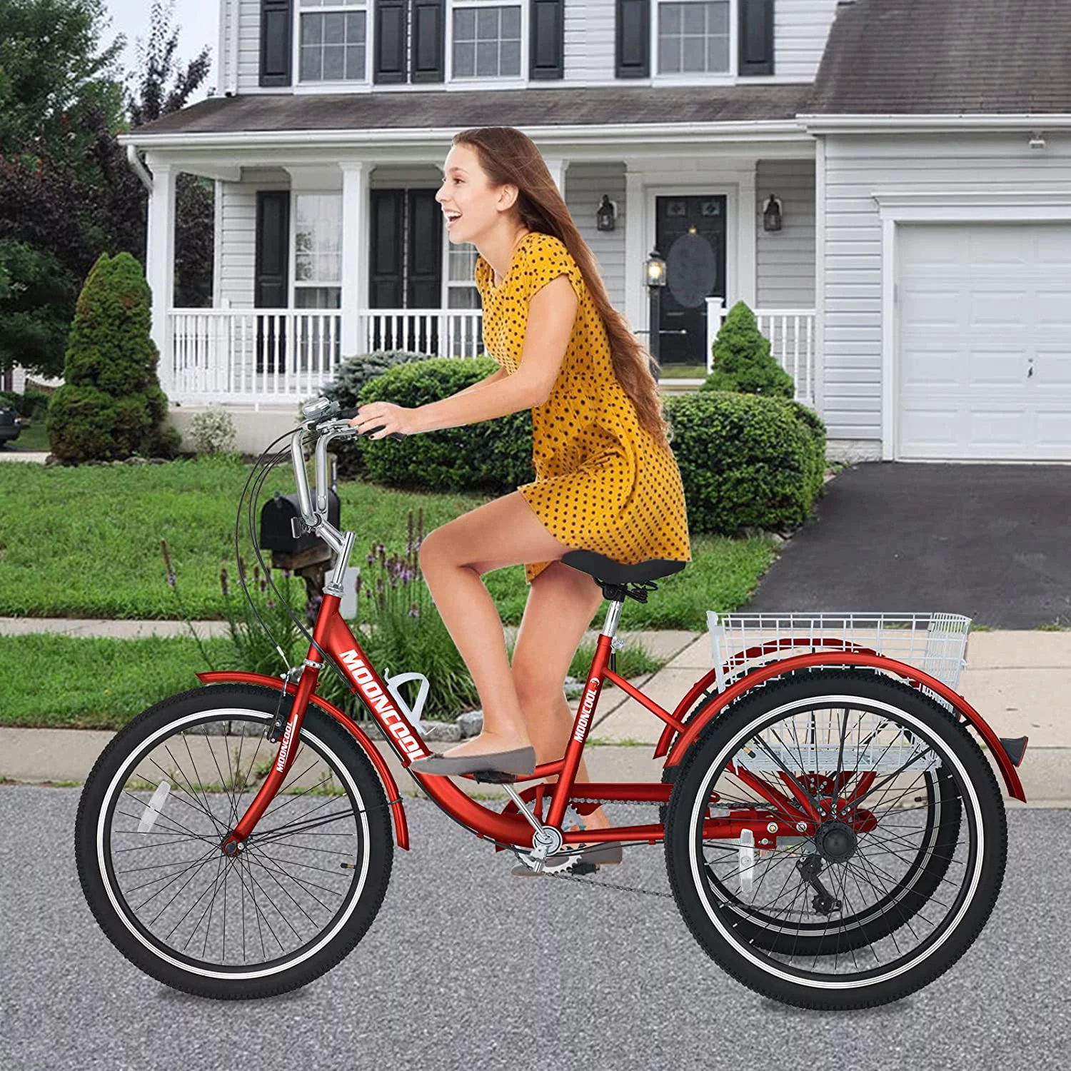 Docred Adult Tricycle 7 Speed 24 Inch Three Wheel Bike Cruiser Trike for Men/Women/Seniors - Womvr