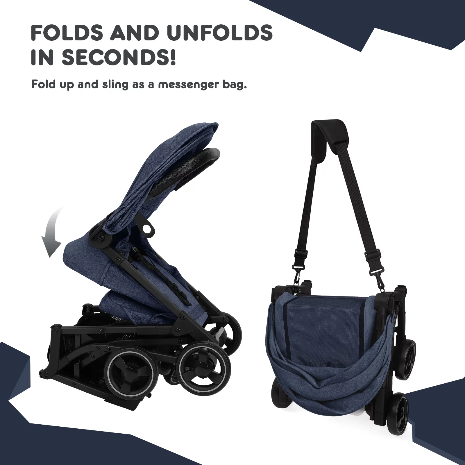 HARPPA Lightweight Travel Stroller, Compact Umbrella Stroller for Babies, Easy Folding, Black - Womvr